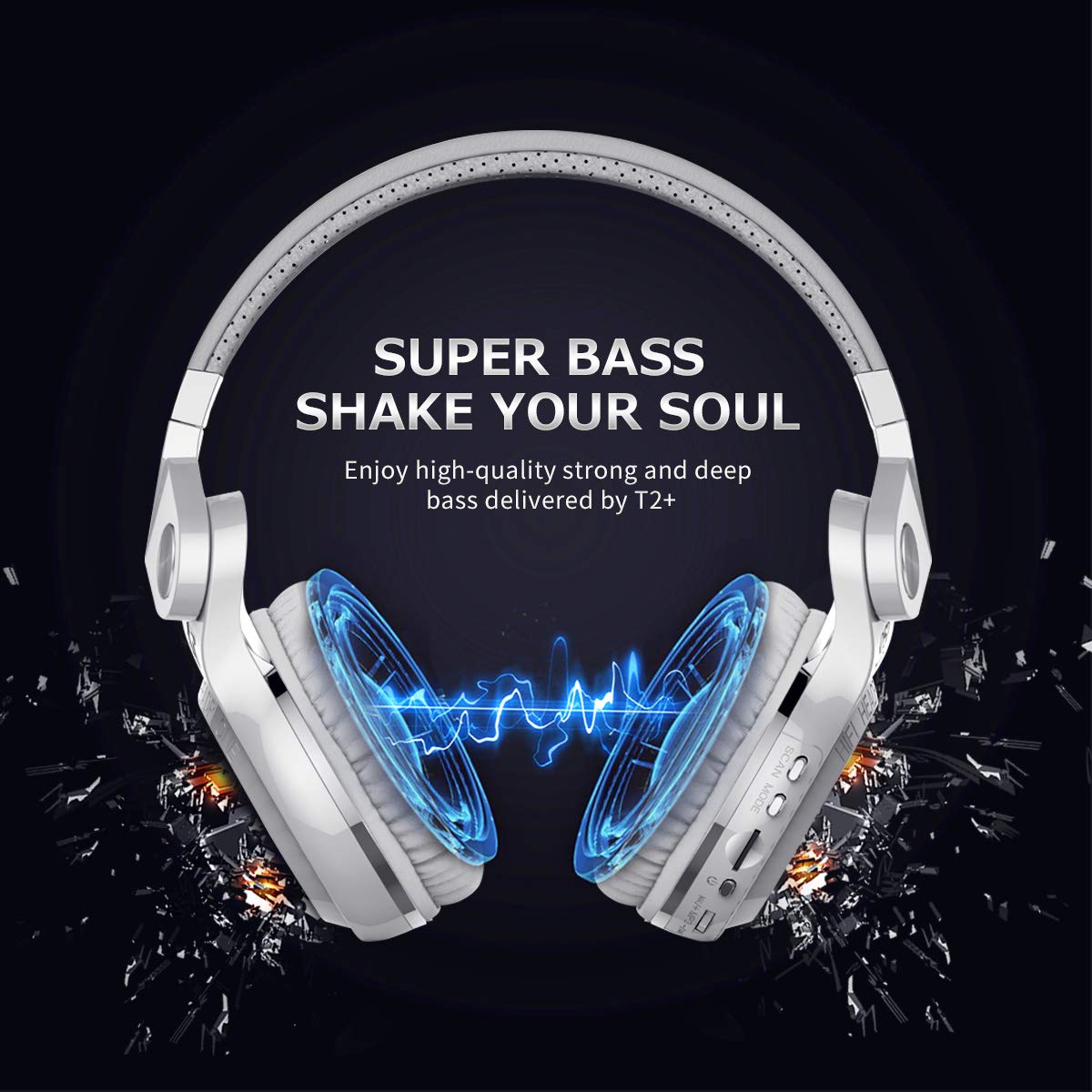 Foto 2 | Audífonos Inalámbricos Bluedio T2 Plus Blancos con Bluetooth-Venta Internacional
