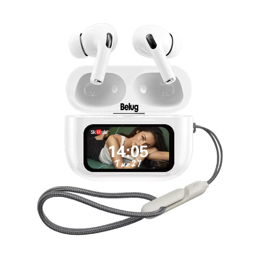 Smart Pantalla Audífonos Bluetooth 5.4 Anc Auriculares App, Belug  Blanco