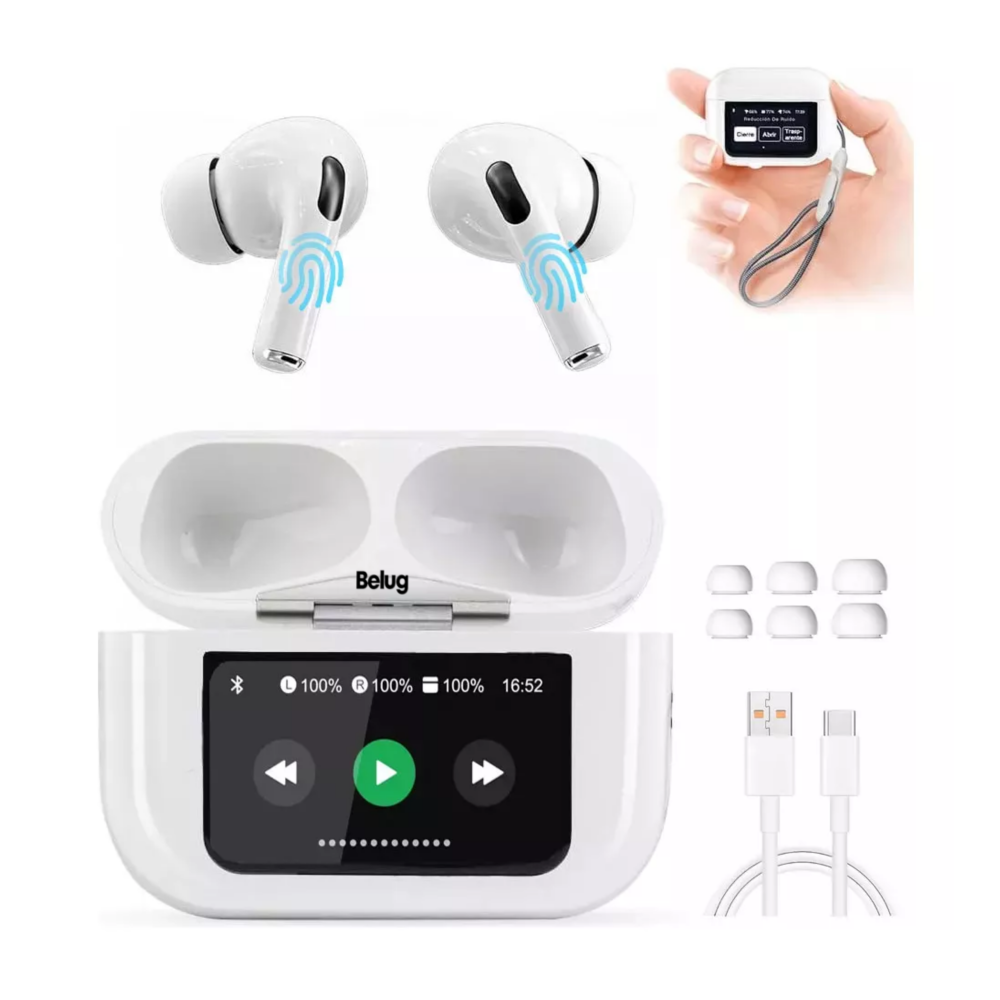 Foto 4 pulgar | Smart Pantalla Audífonos Bluetooth 5.4 Anc Auriculares App, Belug  Blanco