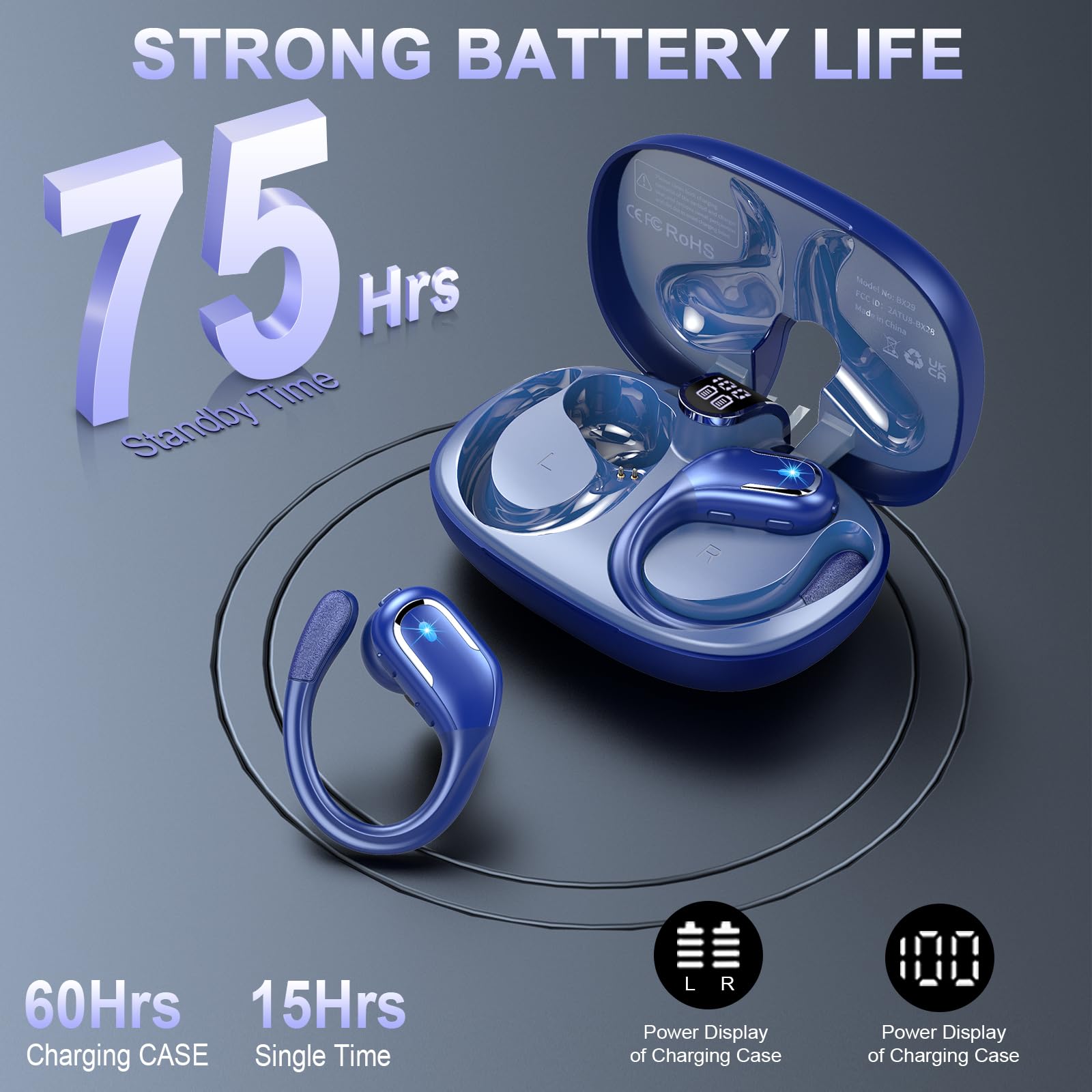 Foto 5 pulgar | Auriculares Inalámbricos Ltinist Bluetooth 5.4 75 Horas Azules - Venta Internacional.