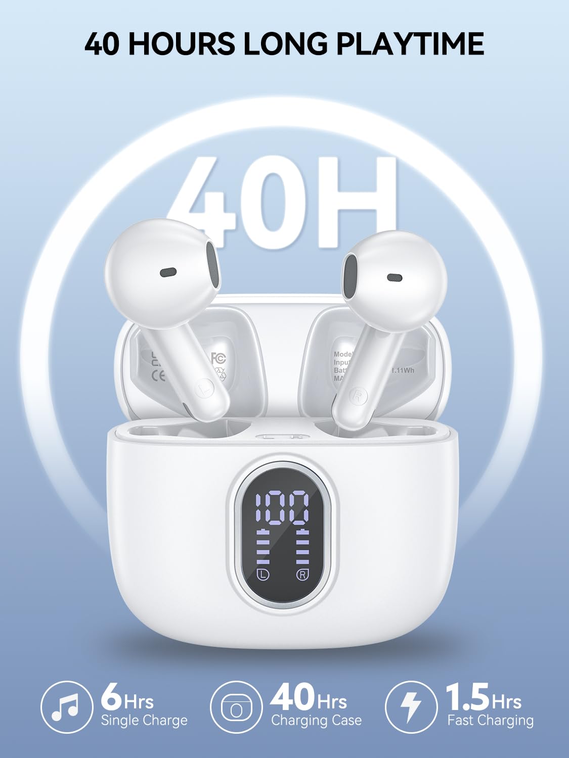 Foto 7 pulgar | Auriculares Inalámbricos Whykjtek G18 Bluetooth 5.3 42 Horas De Reproducción Blancos - Venta Internacional.