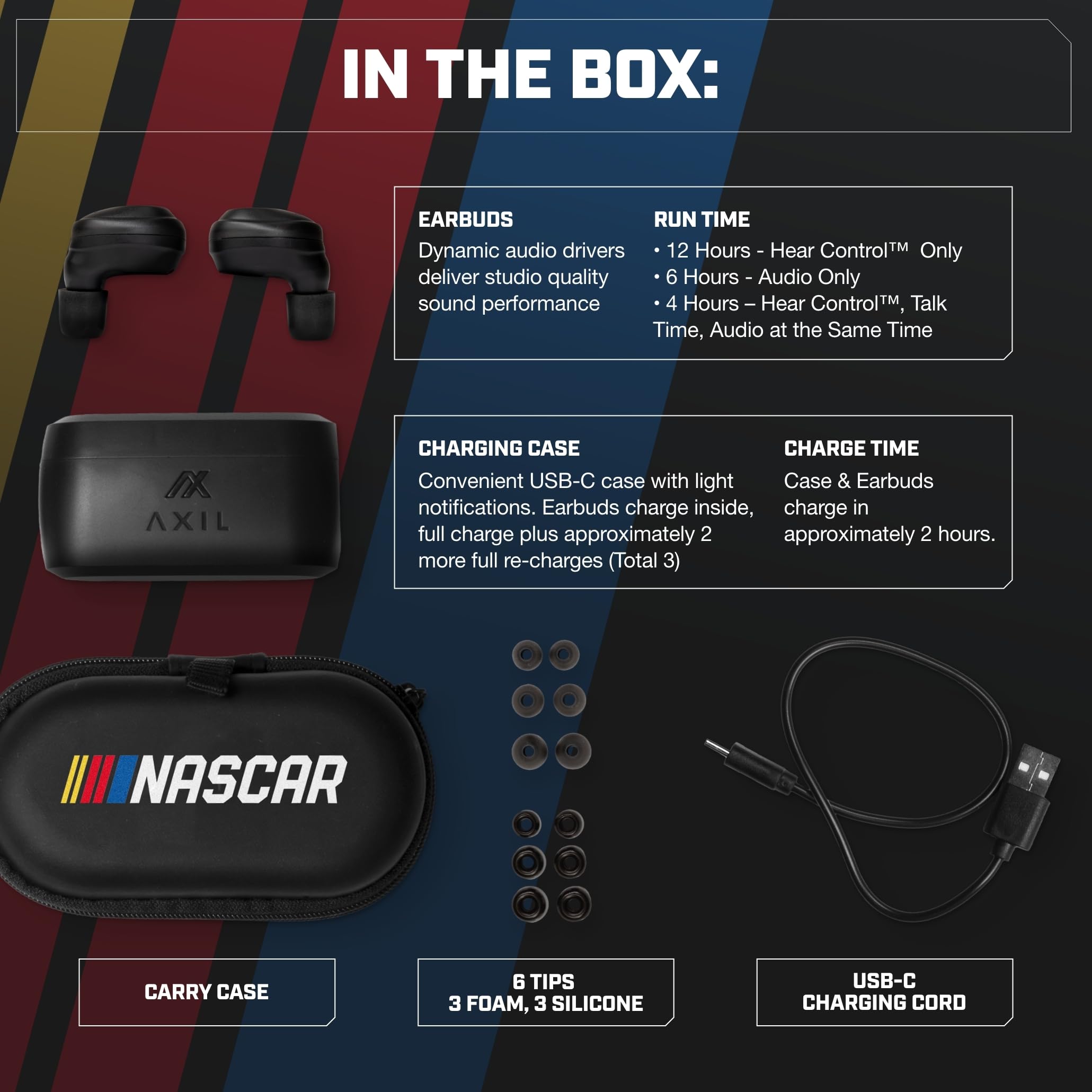 Foto 7 pulgar | Auriculares Inalámbricos Axil Xcor Pro Nascar Hearpro Buds Bluetooth - Venta Internacional.