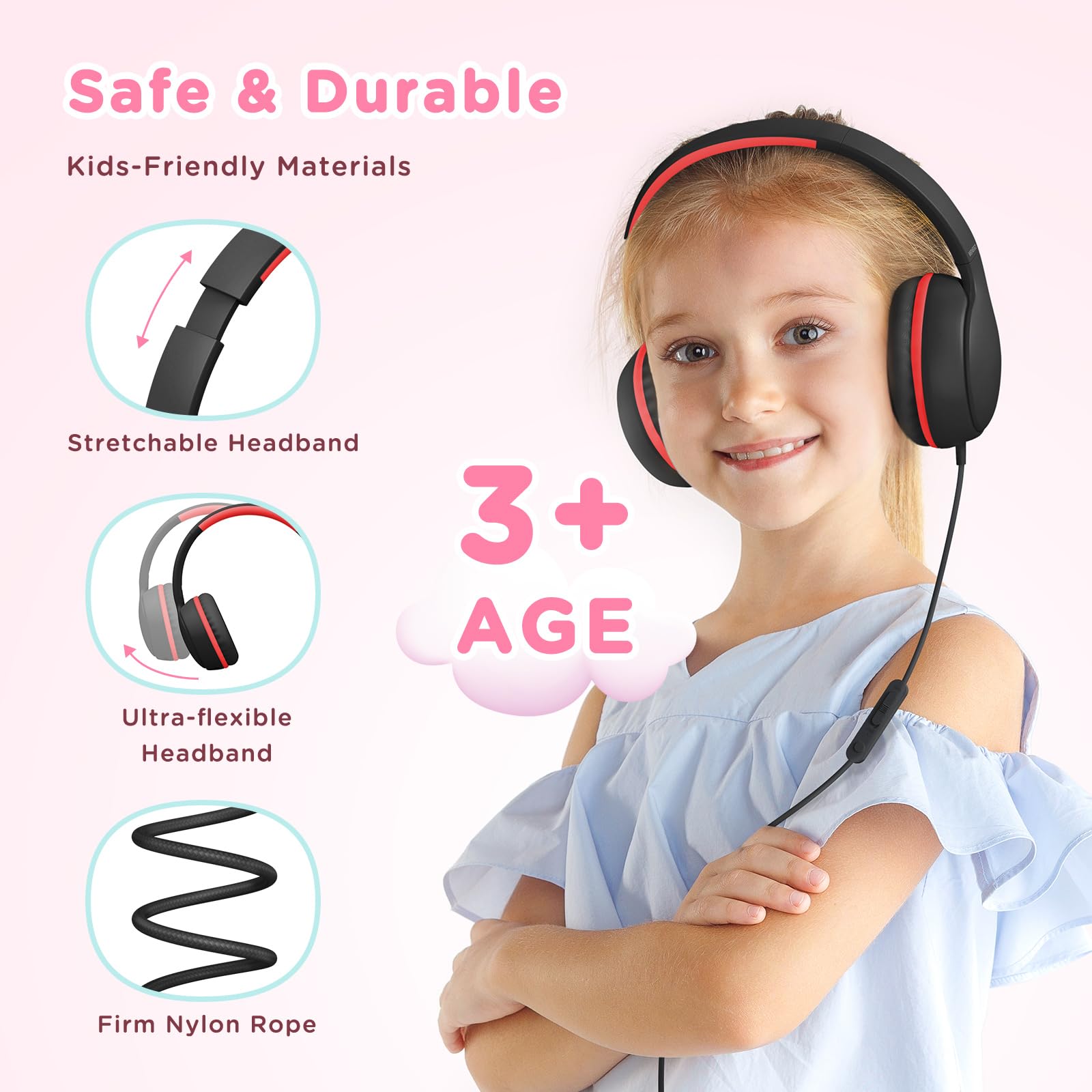 Foto 5 pulgar | Auriculares Para Niños Con Cable Y Micrófono Con Límite De Volumen De 85/94 Db - Venta Internacional.