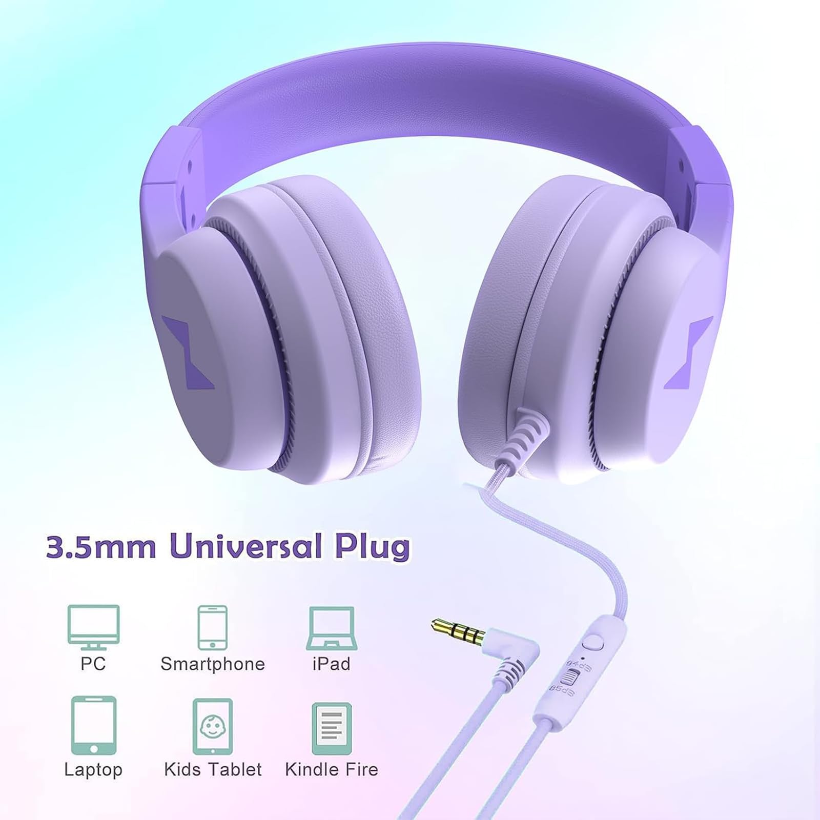 Foto 7 pulgar | Auriculares Candy Bila Kids Con Cable Para Colocar Sobre Las Orejas Y Micrófono, Color Morado Oscuro - Venta Interna