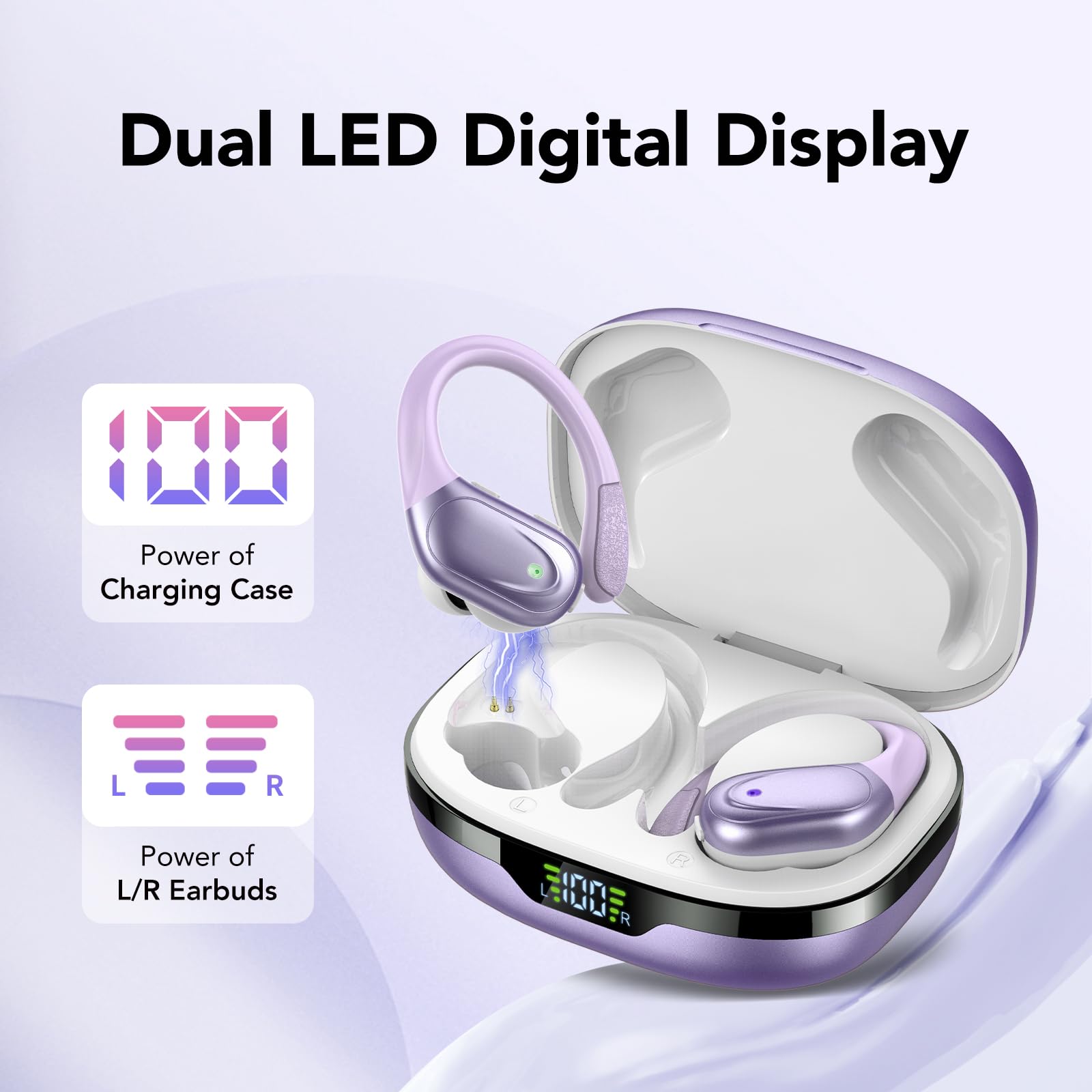 Foto 3 pulgar | Auriculares Inalámbricos Cascho Auriculares Bluetooth 5.3 60 Horas Morados - Venta Internacional.