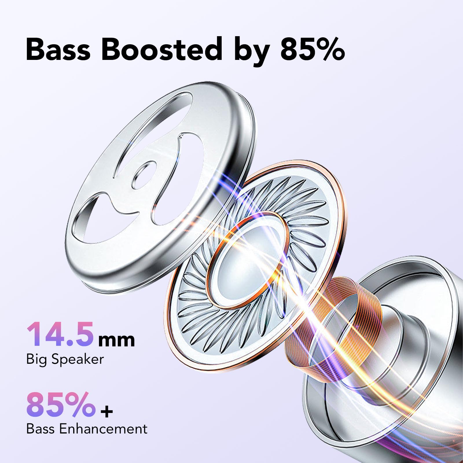 Foto 5 pulgar | Auriculares Inalámbricos Cascho Auriculares Bluetooth 5.3 60 Horas Morados - Venta Internacional.