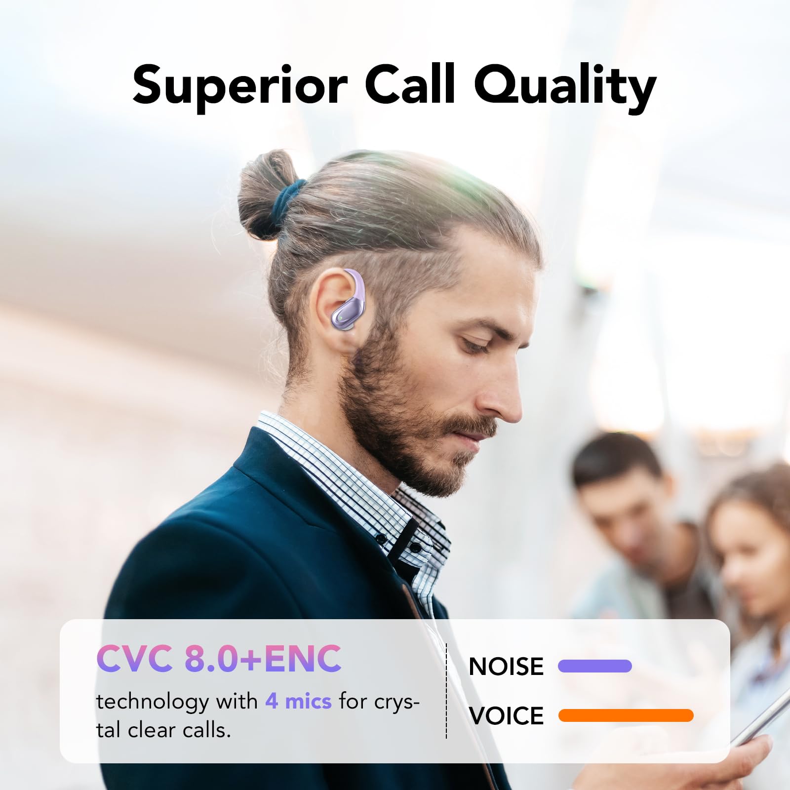 Foto 6 pulgar | Auriculares Inalámbricos Cascho Auriculares Bluetooth 5.3 60 Horas Morados - Venta Internacional.