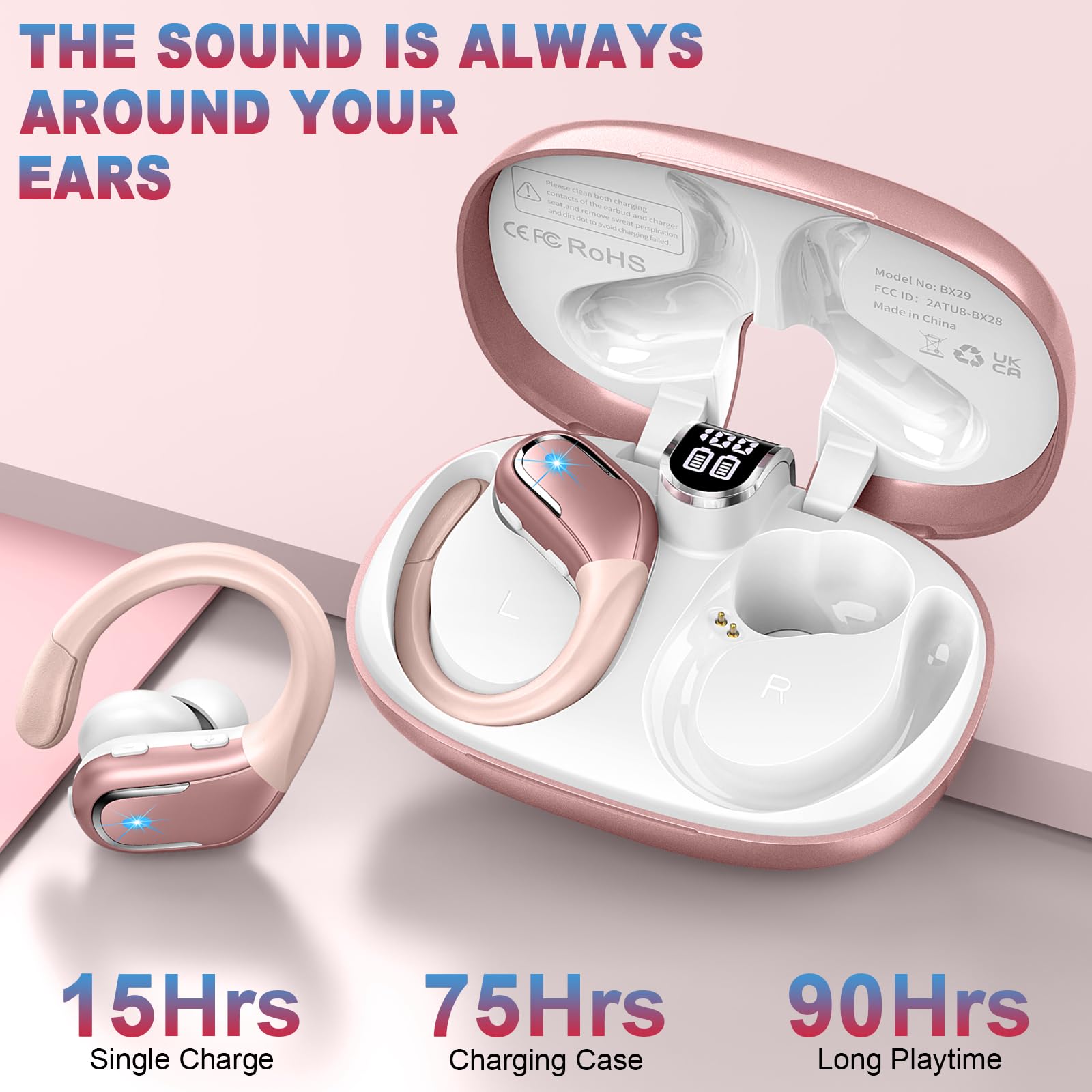 Foto 4 pulgar | Auriculares Inalámbricos Ltinist Bluetooth 5.4 75 Horas, Oro Rosa - Venta Internacional.