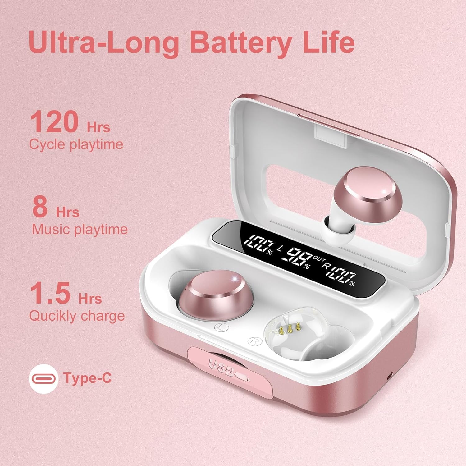 Foto 3 pulgar | Auriculares Inalámbricos Bluetooth 5.3 Lekaby Con 4 Micrófonos Enc Ip7 128h - Venta Internacional.