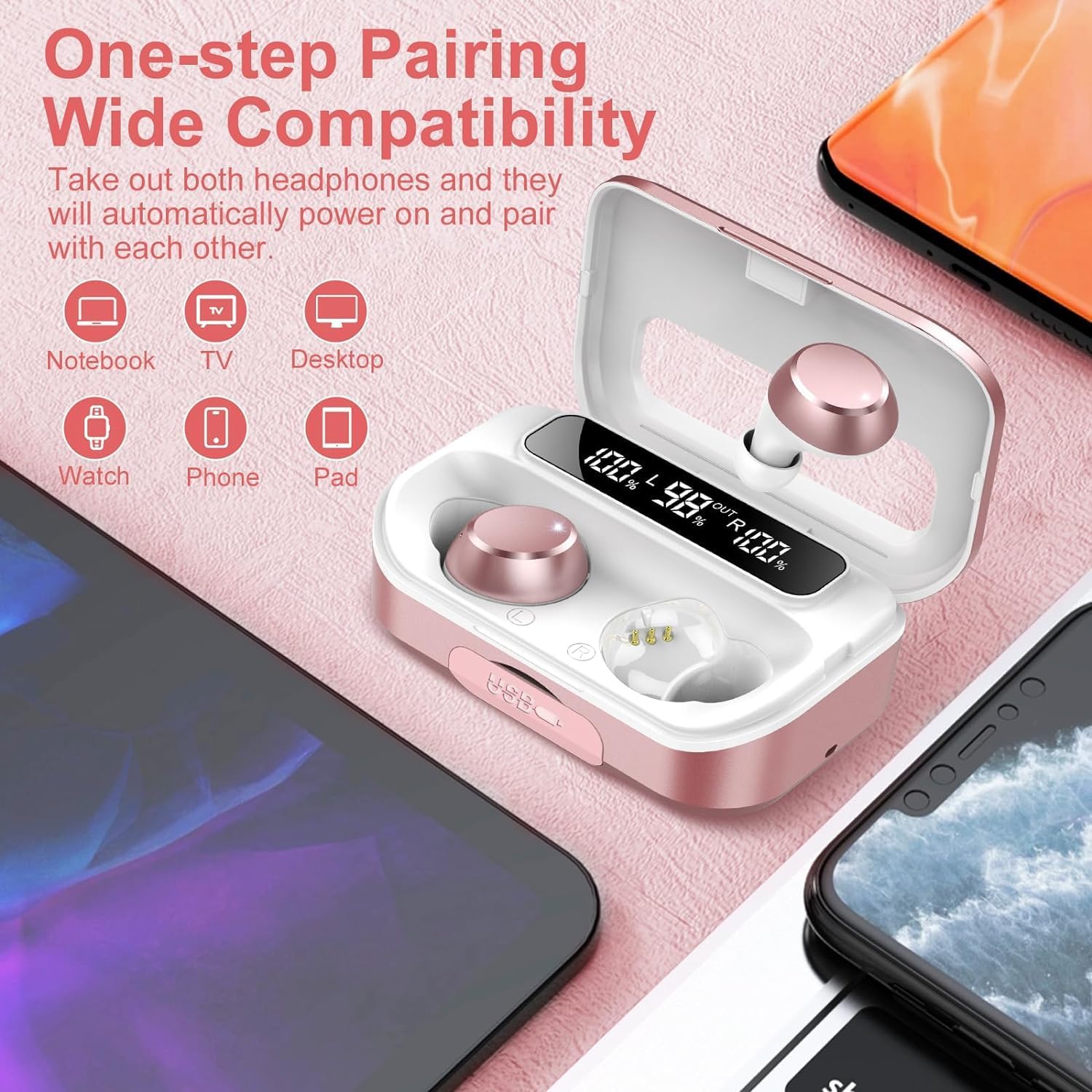 Foto 4 pulgar | Auriculares Inalámbricos Bluetooth 5.3 Lekaby Con 4 Micrófonos Enc Ip7 128h - Venta Internacional.
