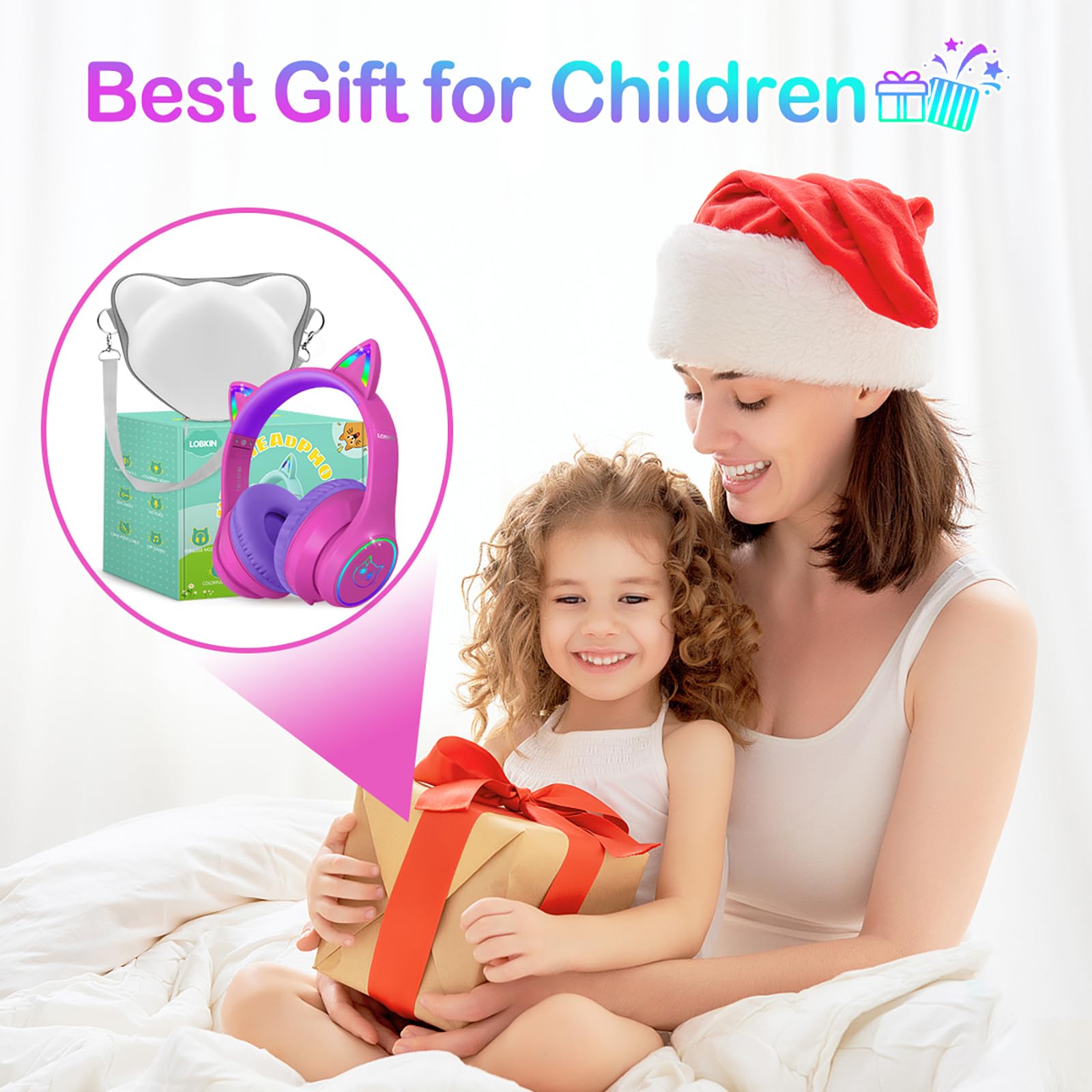 Foto 7 pulgar | Auriculares Lobkin Bluetooth 5.4 Para Niños Con Funda Led Rgb Con Orejas De Gato - Venta Internacional.