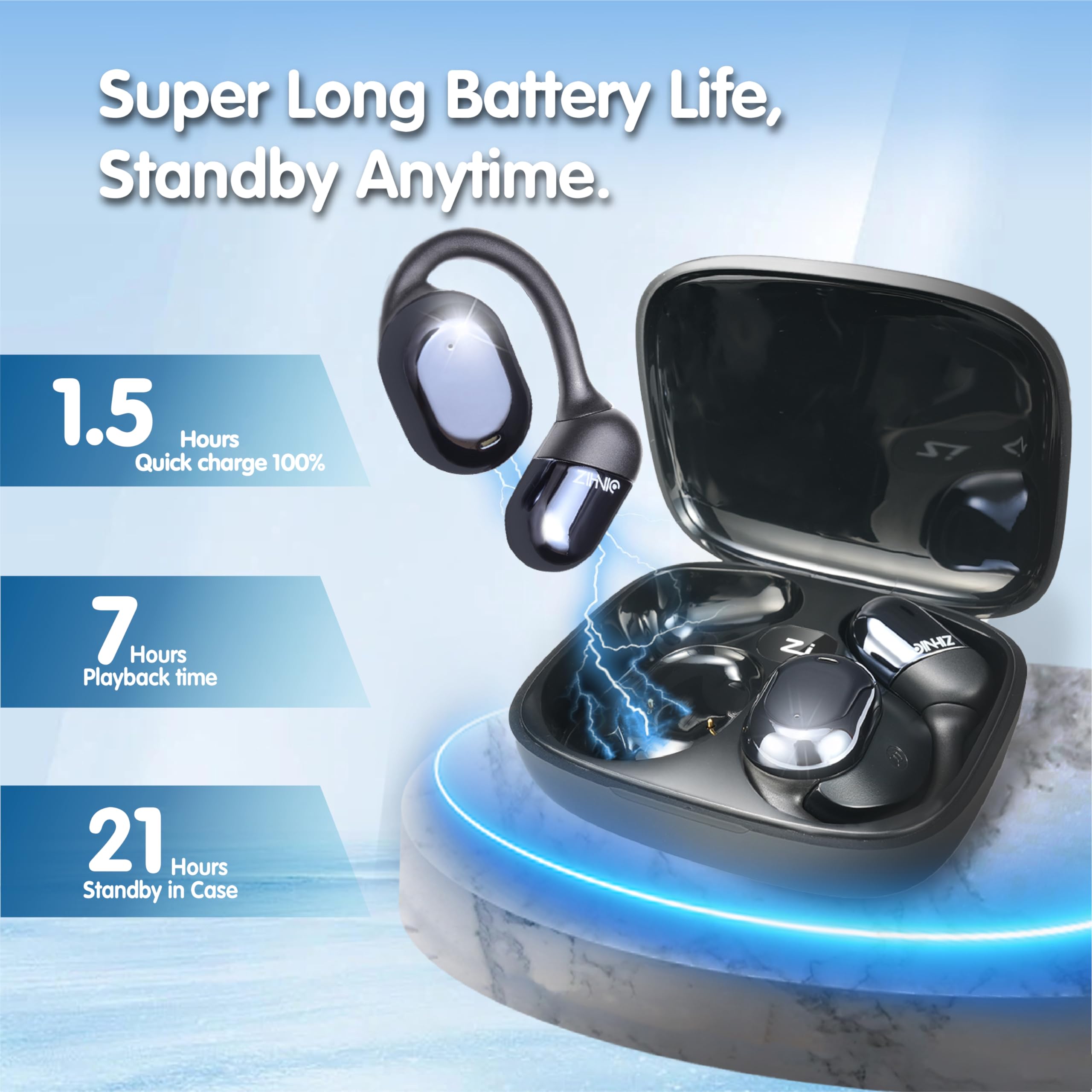 Foto 6 pulgar | Auriculares Inalámbricos Bluetooth Zihnic S05 De Oído Abierto Negros - Venta Internacional.