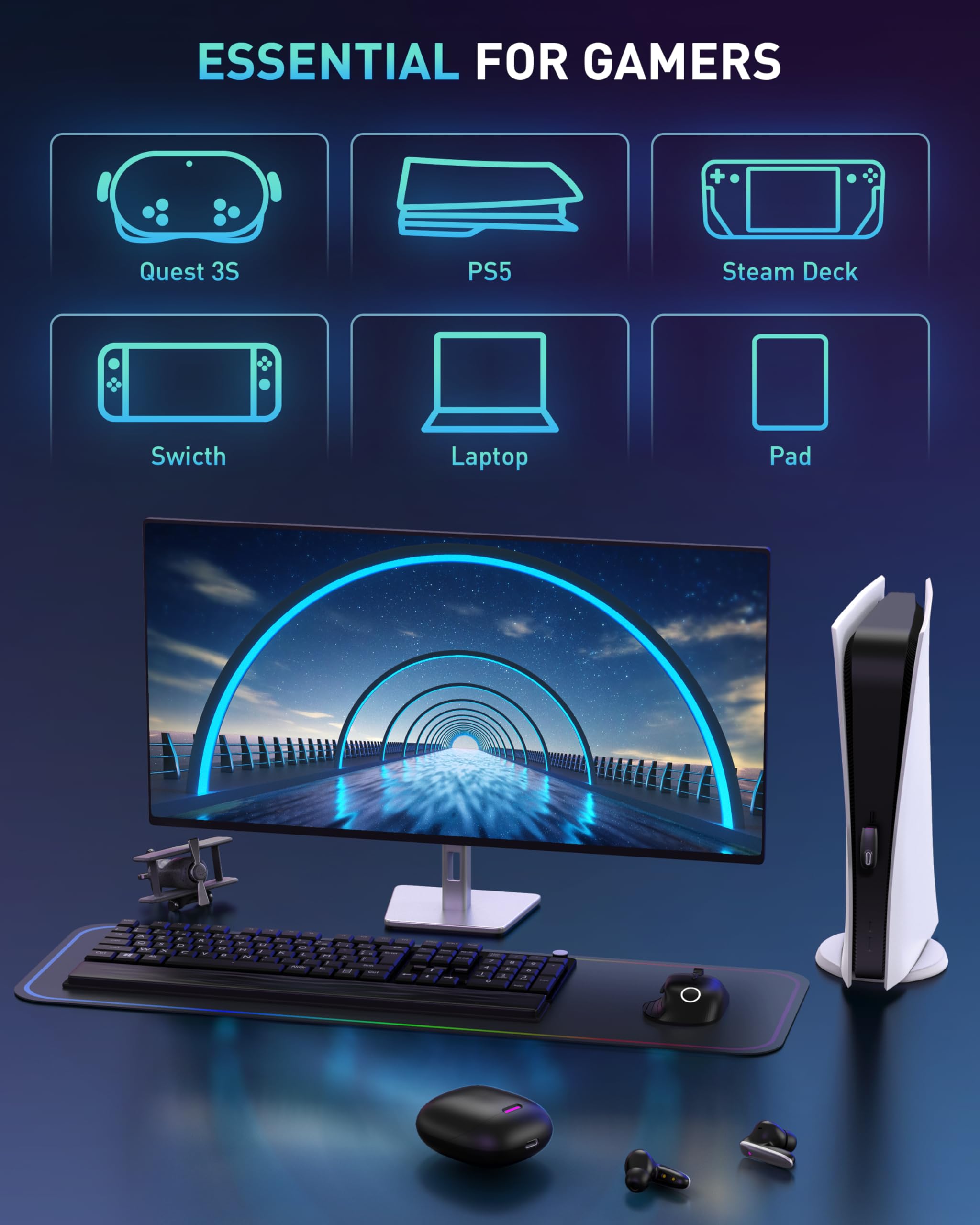 Foto 7 pulgar | Auriculares Inalámbricos Para Juegos Maxonar G11 Ps5/quest 3s/3/2 Con Funda - Venta Internacional.