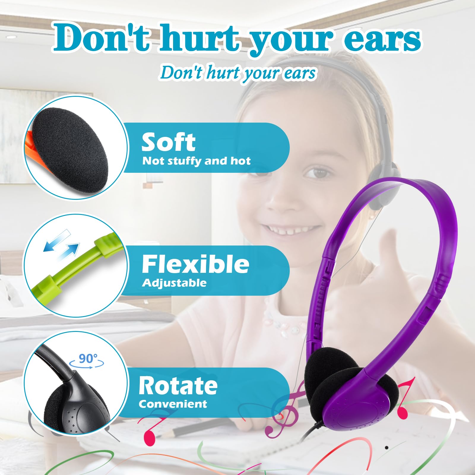 Foto 5 pulgar | Auriculares Yfsfqs Classroom Para Estudiantes Y Escuelas, Paquete De 20 - Venta Internacional.