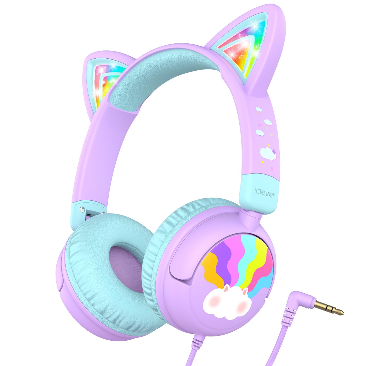 Foto 2 pulgar | Auriculares Para Niños Iclever Cat Ear Led Con Luz Led De 85 Dba, Volumen Seguro - Venta Internacional.