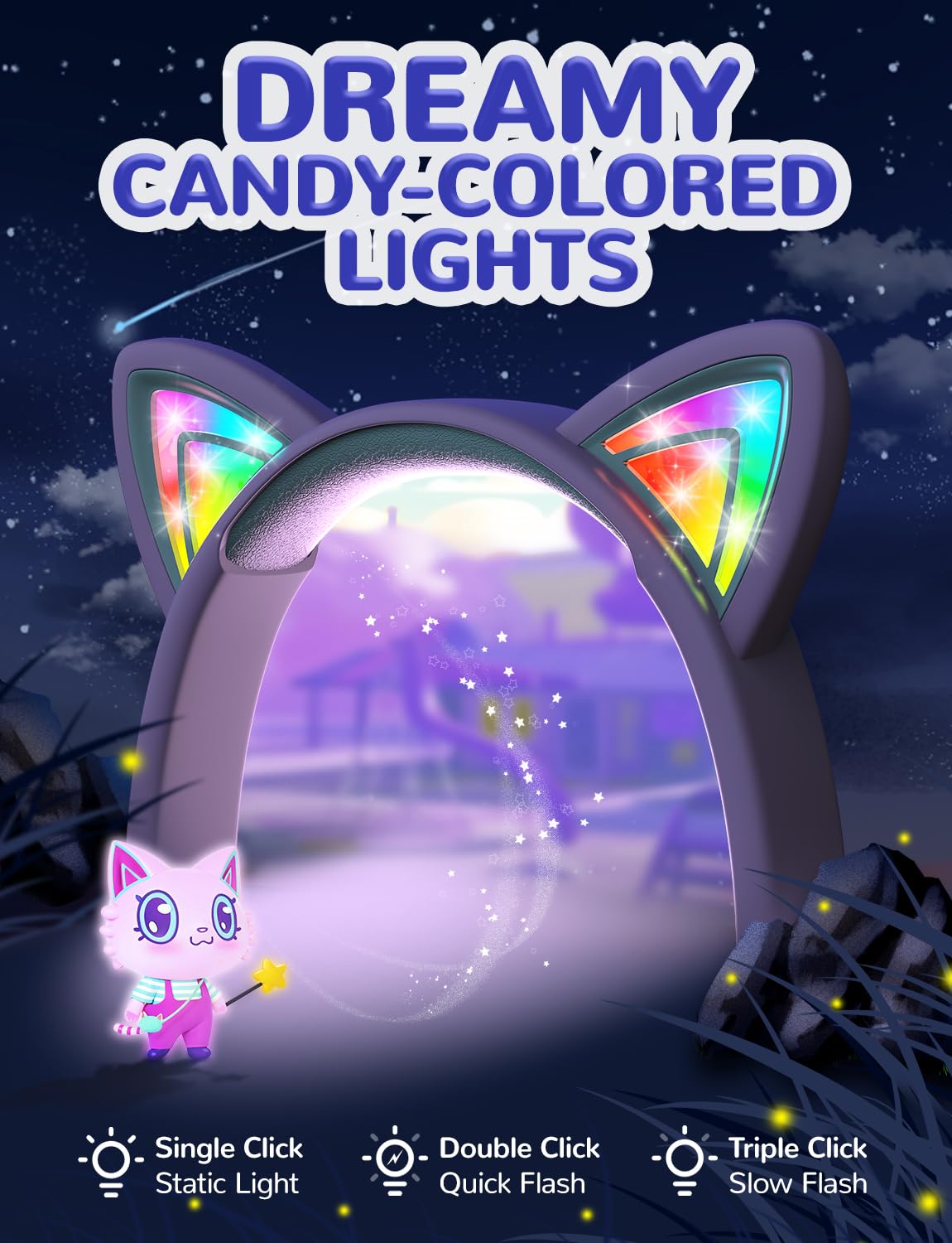 Foto 3 pulgar | Auriculares Para Niños Iclever Cat Ear Led Con Luz Led De 85 Dba, Volumen Seguro - Venta Internacional.
