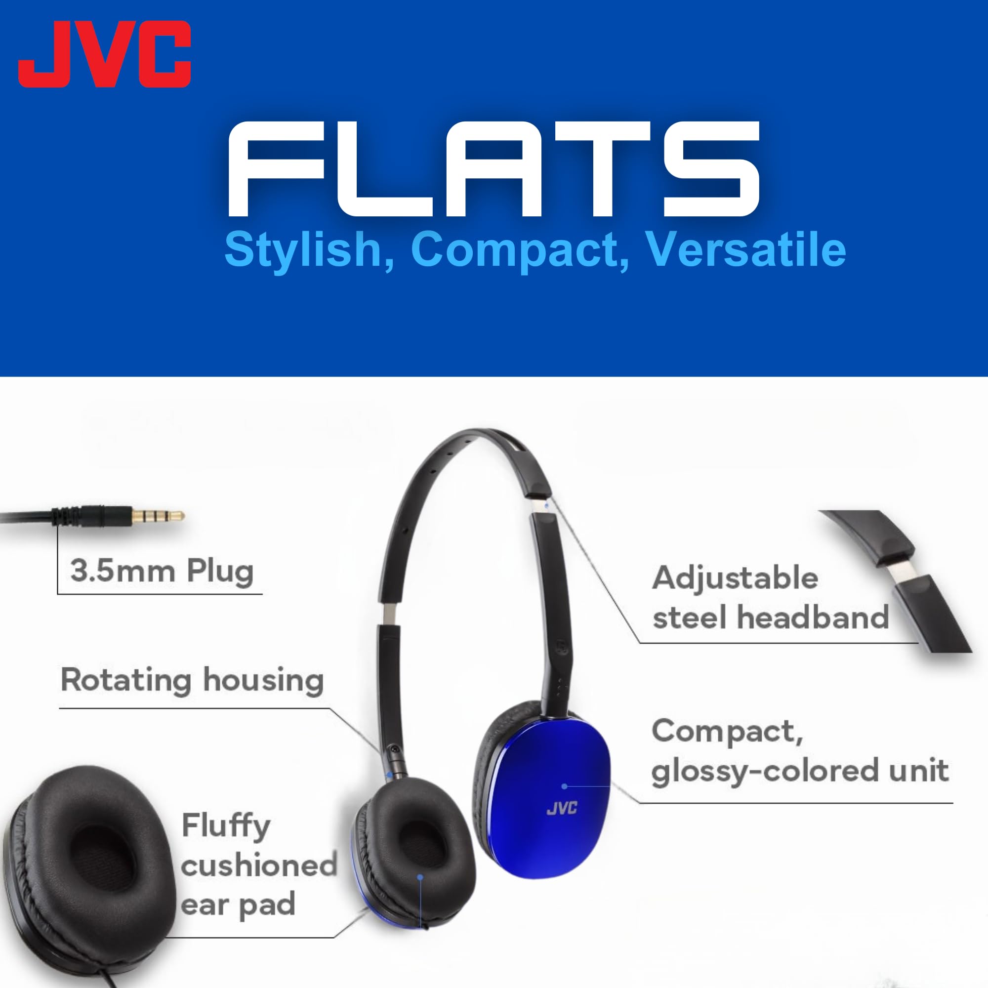 Foto 3 pulgar | Auriculares Jvc Flats, Supraaurales, Con Cable, Planos, Plegables, Controlador De 30 Mm - Venta Internacional.
