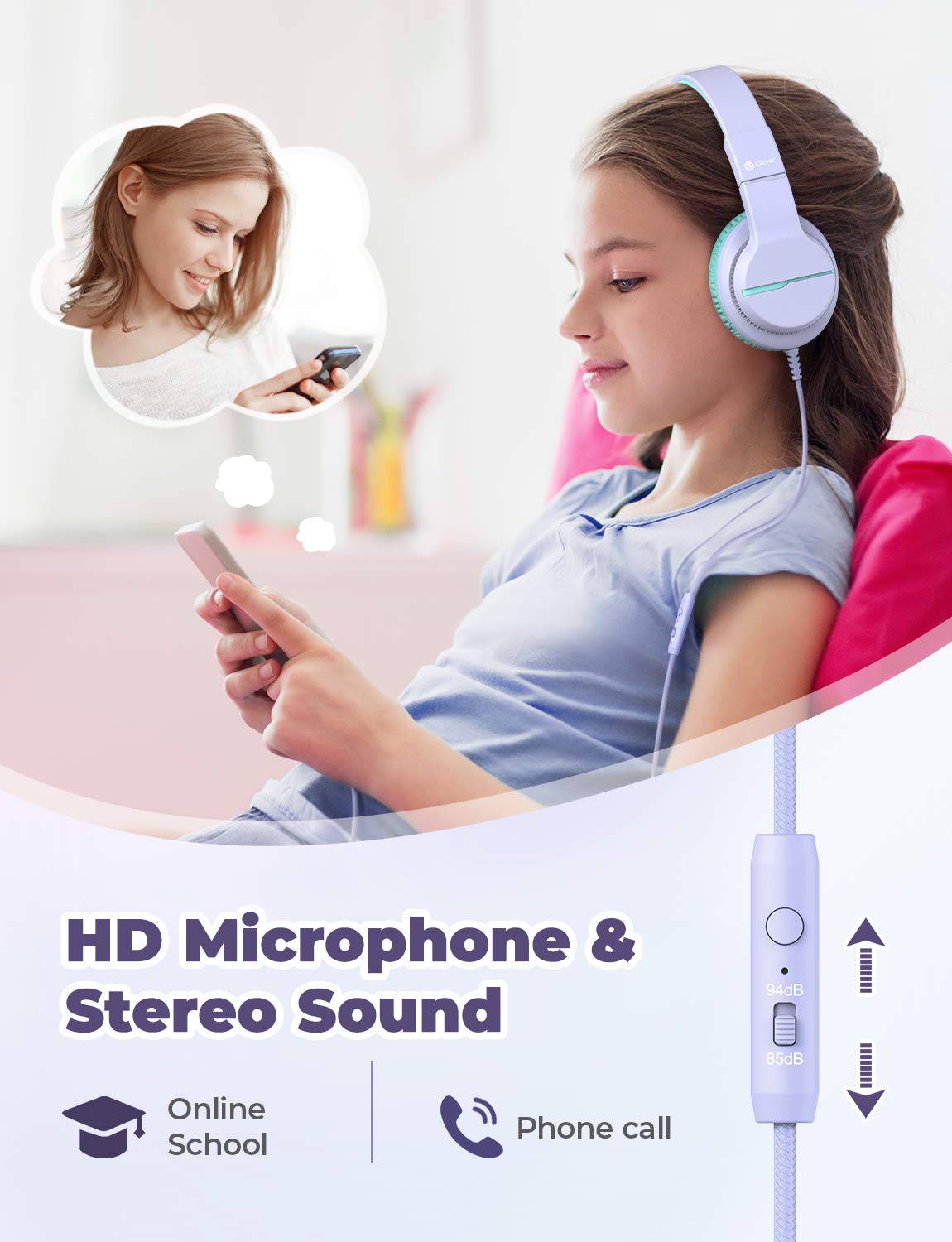 Foto 5 pulgar | Auriculares Iclever Hs19 Para Niños Con Micrófono De 85/94 Db Y Control De Volumen, Paquete De 2 - Venta Internacional.