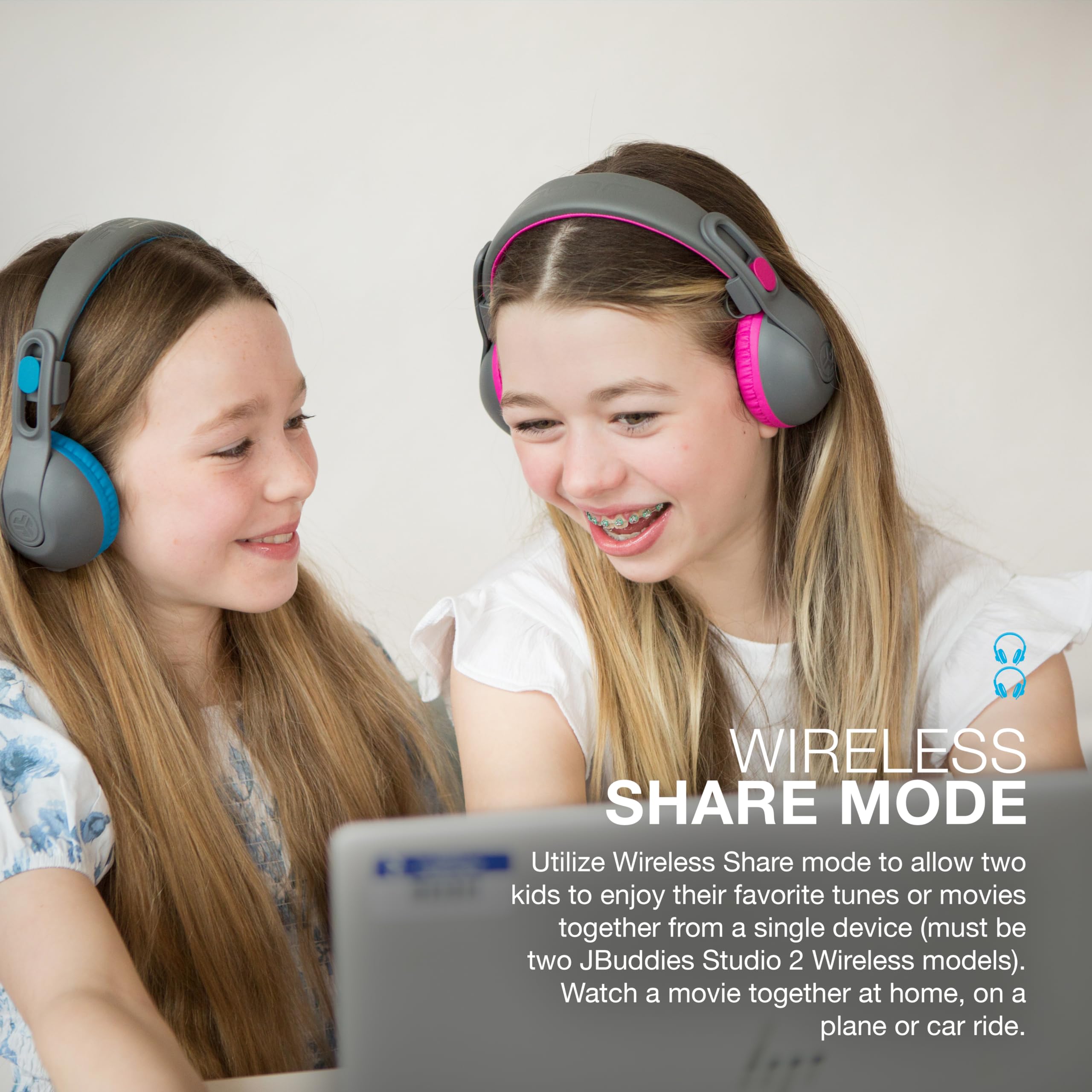 Foto 6 pulgar | Auriculares Jlab Jbuddies Studio 2 Wireless + Wireless Kids Gris/rosa - Venta Internacional.