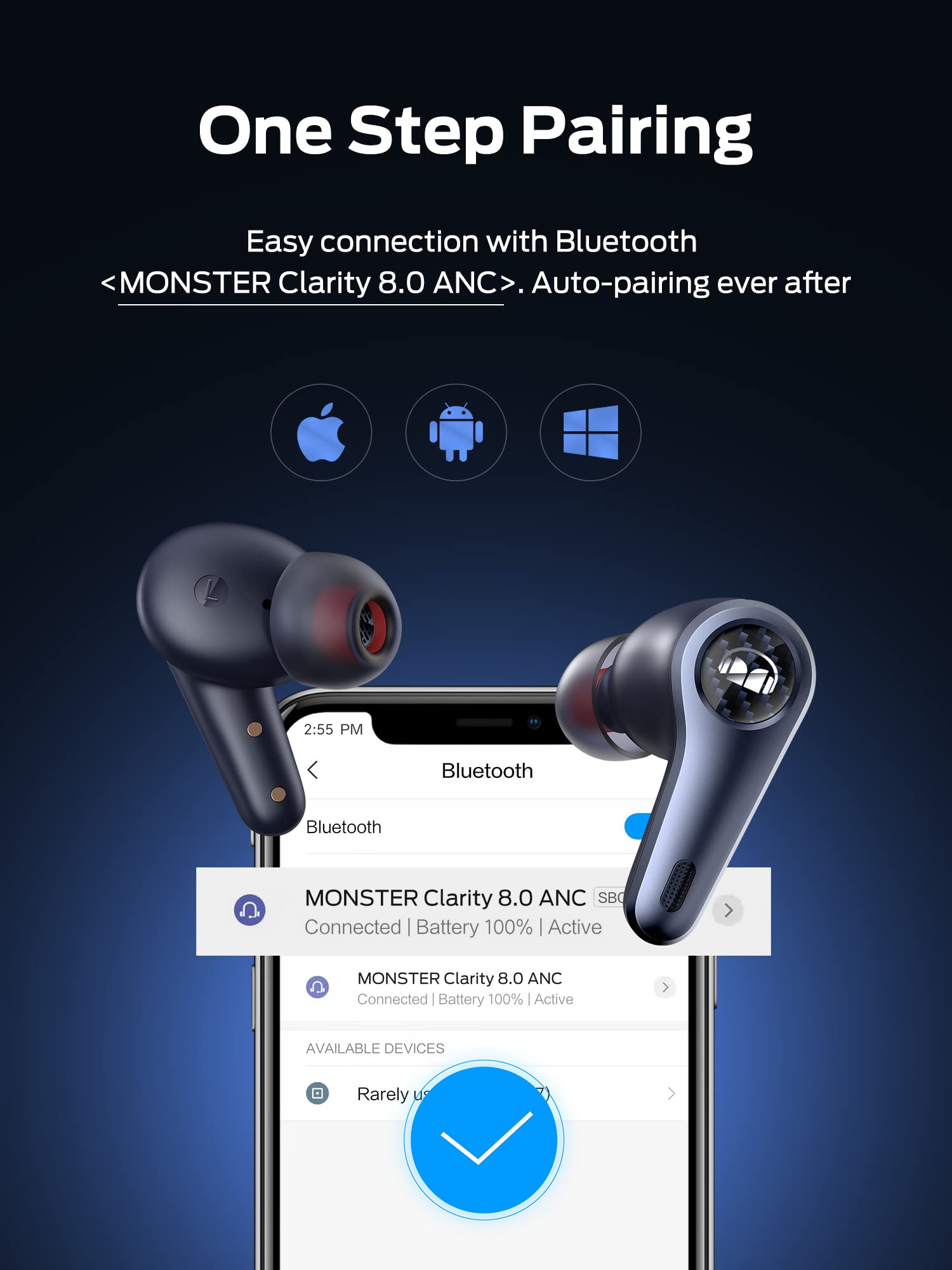 Foto 7 pulgar | Auriculares Inalámbricos Monster Clarity 8.0 Hybrid Anc 50h Playtime - Venta Internacional.