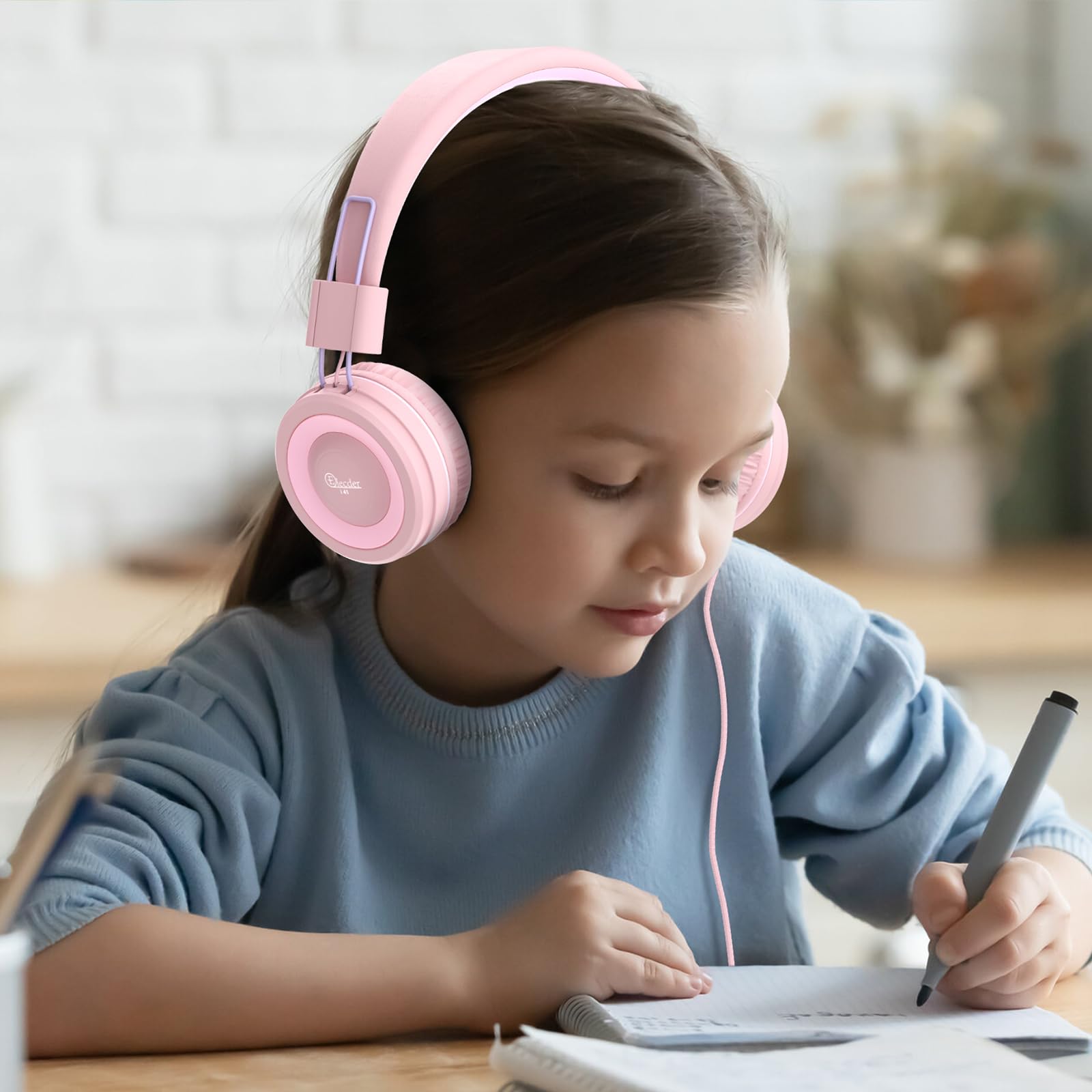 Foto 2 | Auriculares Elecder I37 Para Niños, Plegables, Supraaurales, Con Cable, Color Melocotón/morado - Venta Internacional.