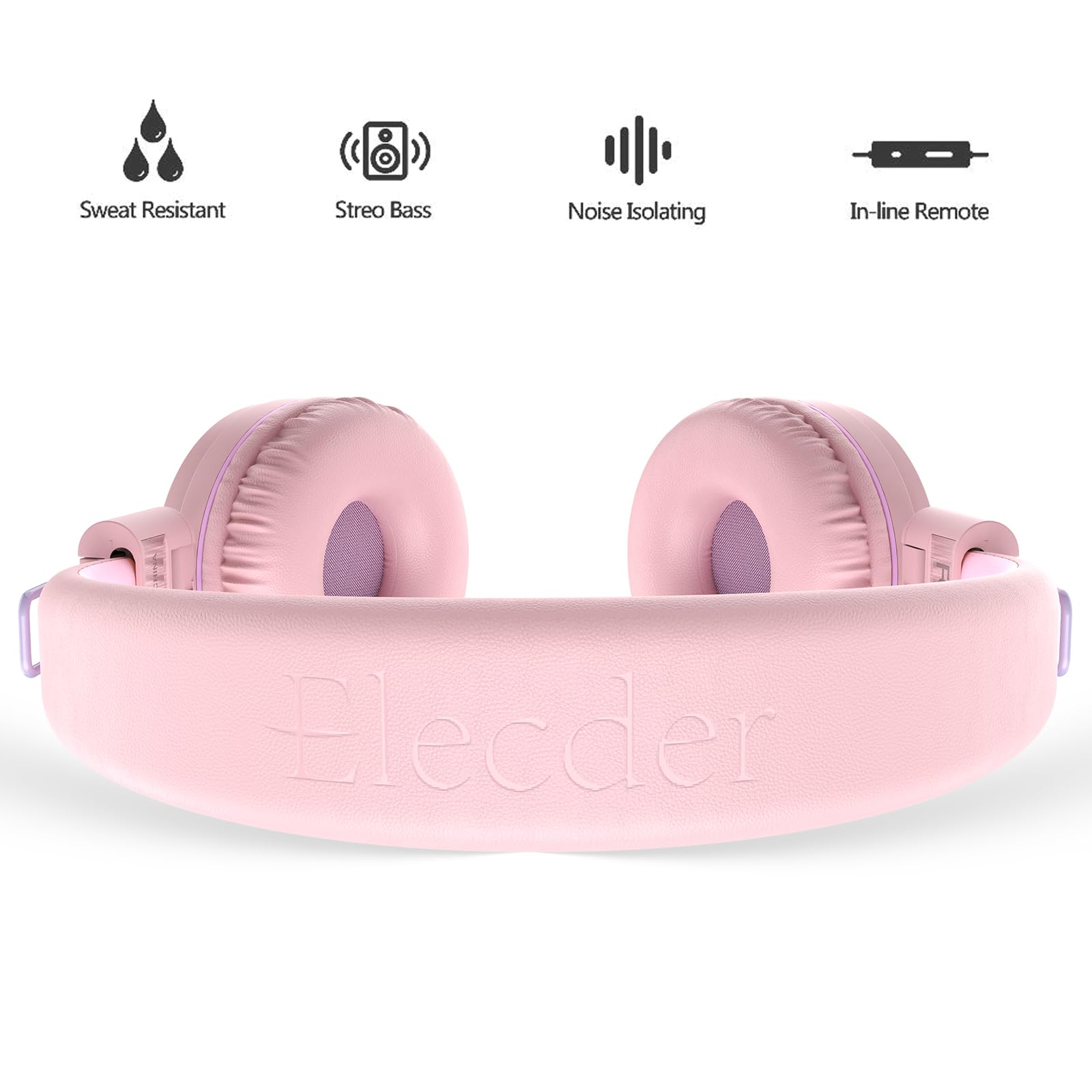 Foto 4 pulgar | Auriculares Elecder I37 Para Niños, Plegables, Supraaurales, Con Cable, Color Melocotón/morado - Venta Internacional.