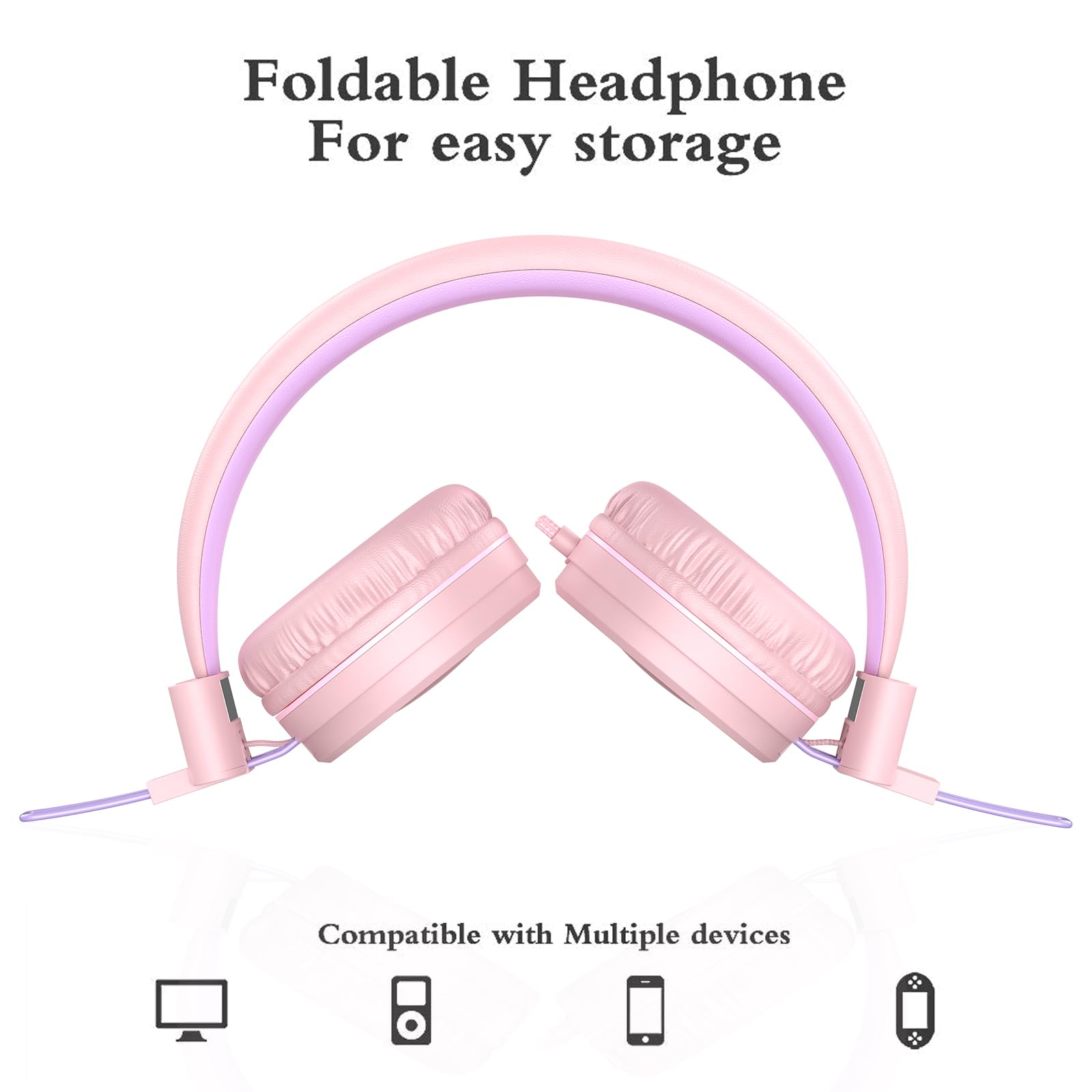 Foto 5 pulgar | Auriculares Elecder I37 Para Niños, Plegables, Supraaurales, Con Cable, Color Melocotón/morado - Venta Internacional.