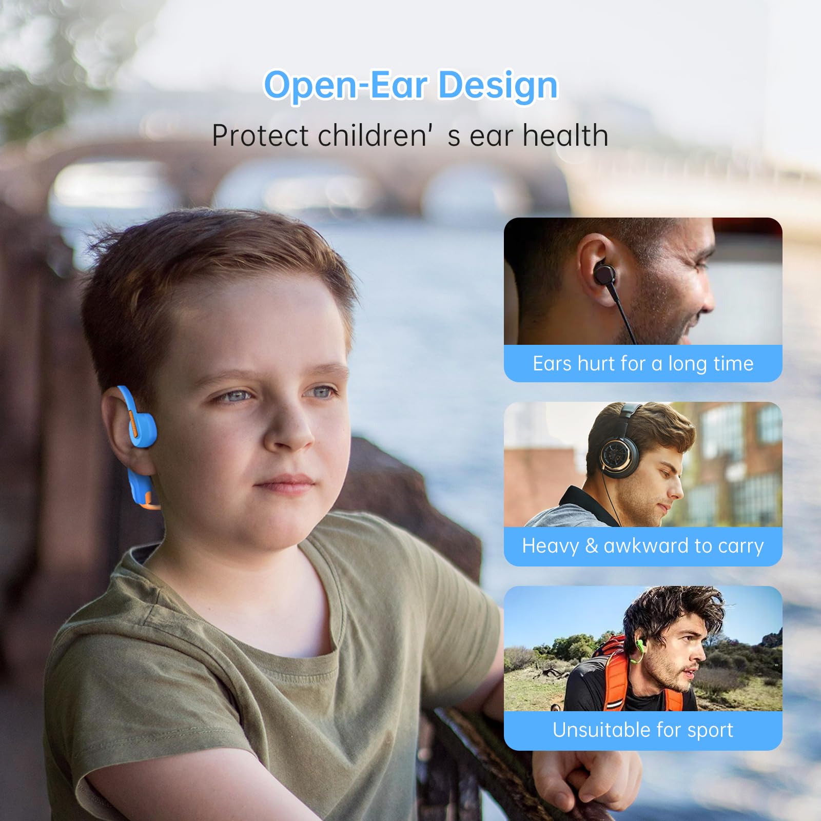 Foto 3 pulgar | Auriculares Inalámbricos Para Niños Con Micrófono Abierto Ifecco Bluetooth 5.3, Color Azul - Venta Internacional.