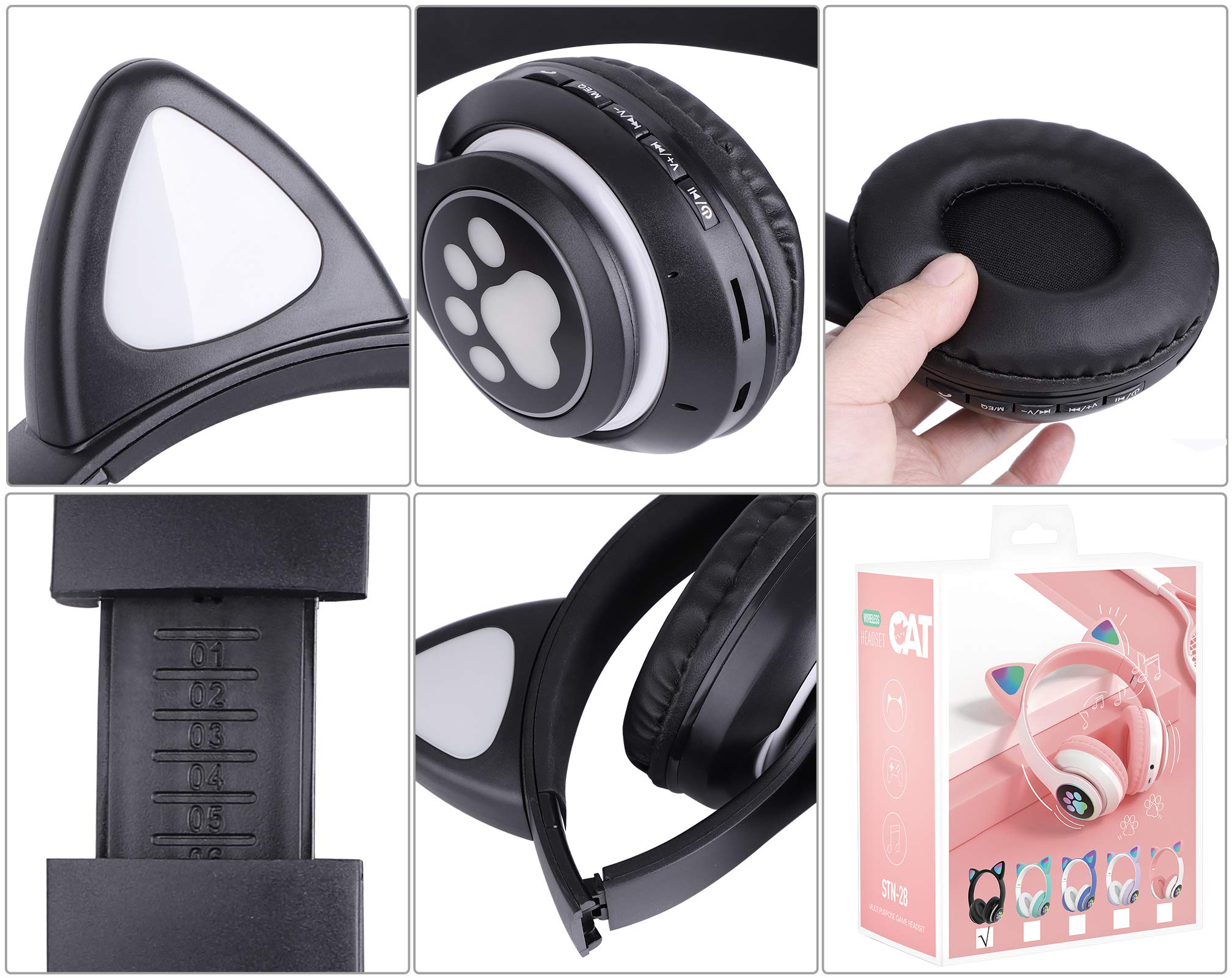 Foto 5 pulgar | Auriculares Inalámbricos Tcjj Cat Ear Led Bluetooth Con Micrófono Negro - Venta Internacional.