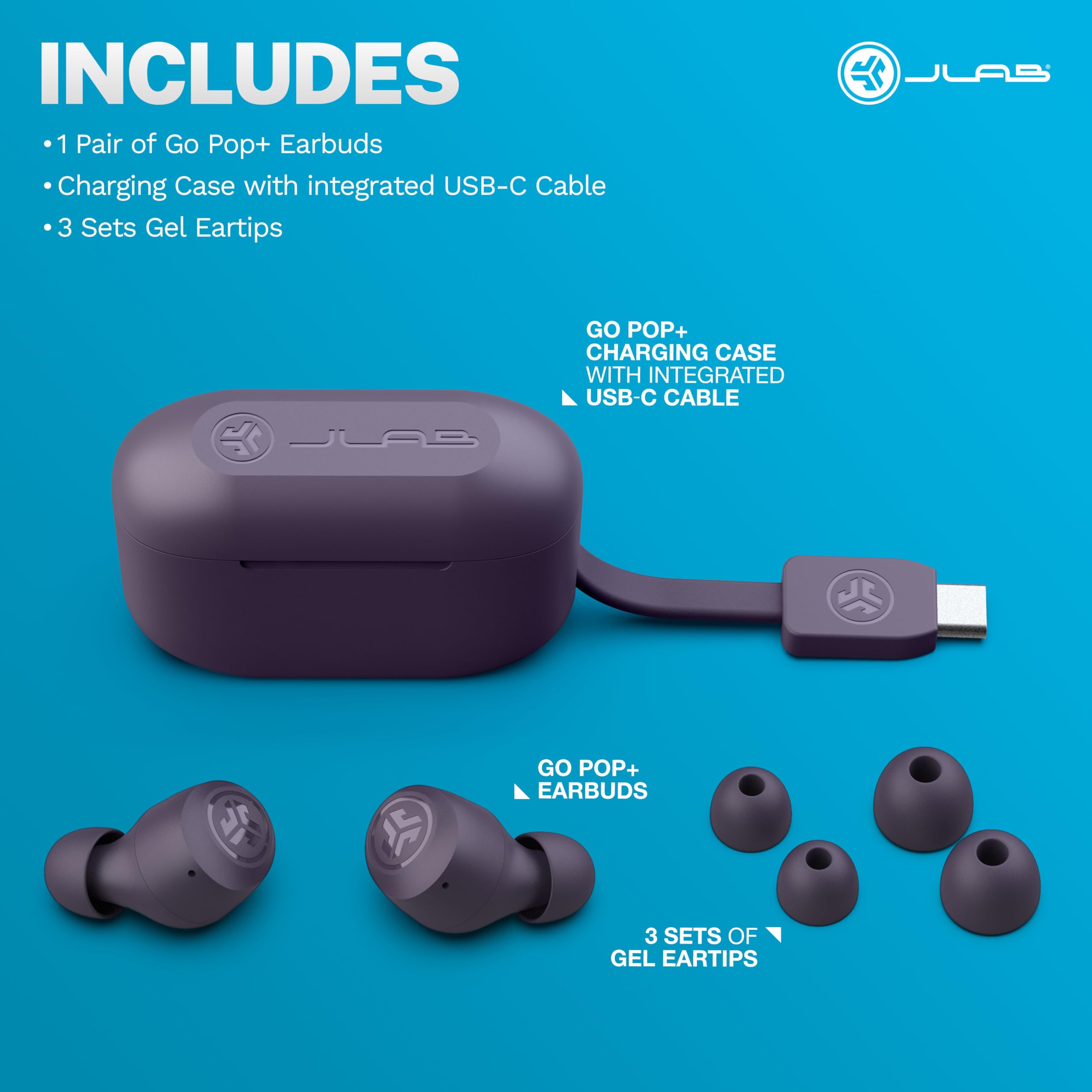 Foto 8 pulgar | Auriculares Bluetooth Jlab Go Air Pop+ Con Funda De Carga, Color Morado - Venta Internacional.
