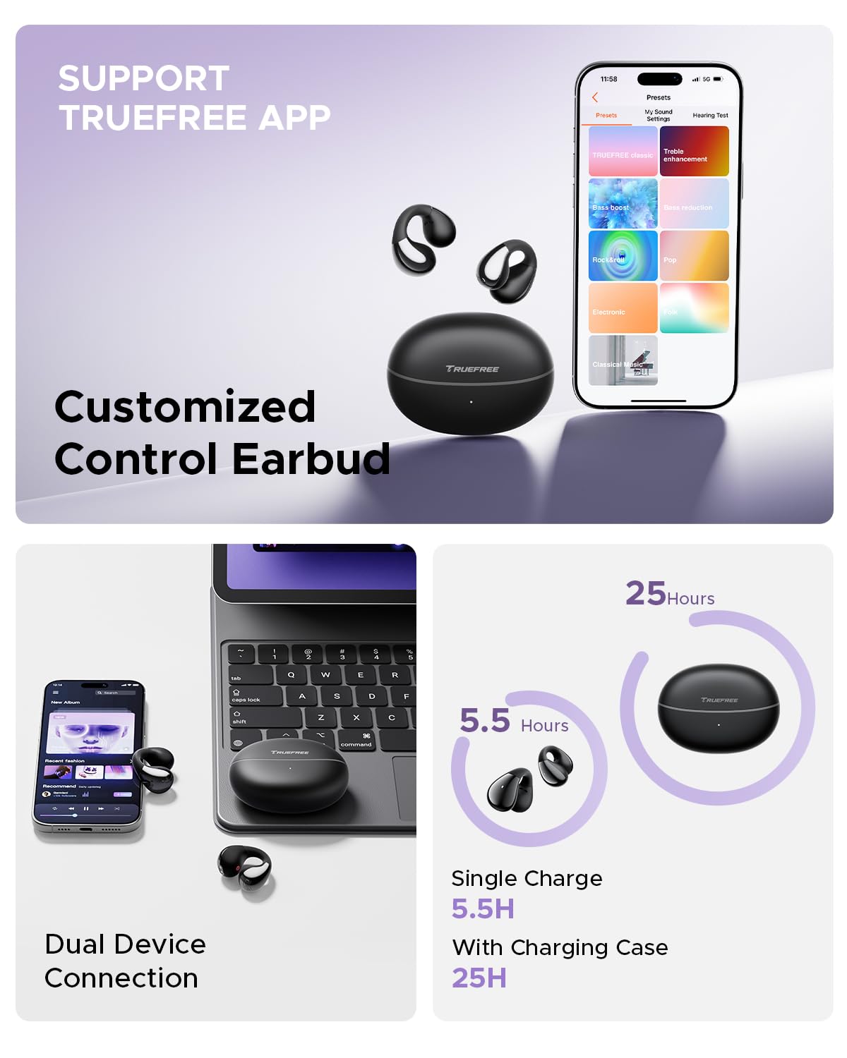 Foto 6 | Auriculares Inalámbricos Truefree B1 Open-ear Bluetooth 5.4 Con Funda - Venta Internacional.