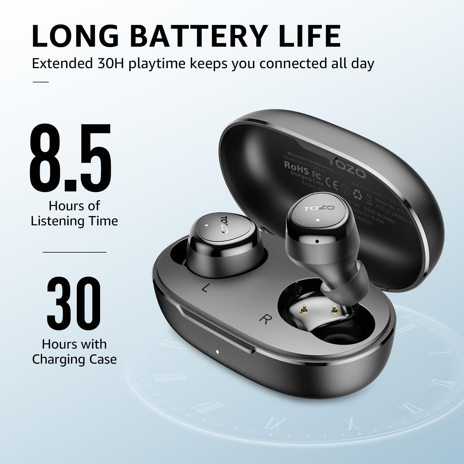 Foto 4 pulgar | Auriculares Inalámbricos Tozo E1 Con Micrófono Bluetooth 5.3 30h Playtime Negros - Venta Internacional.