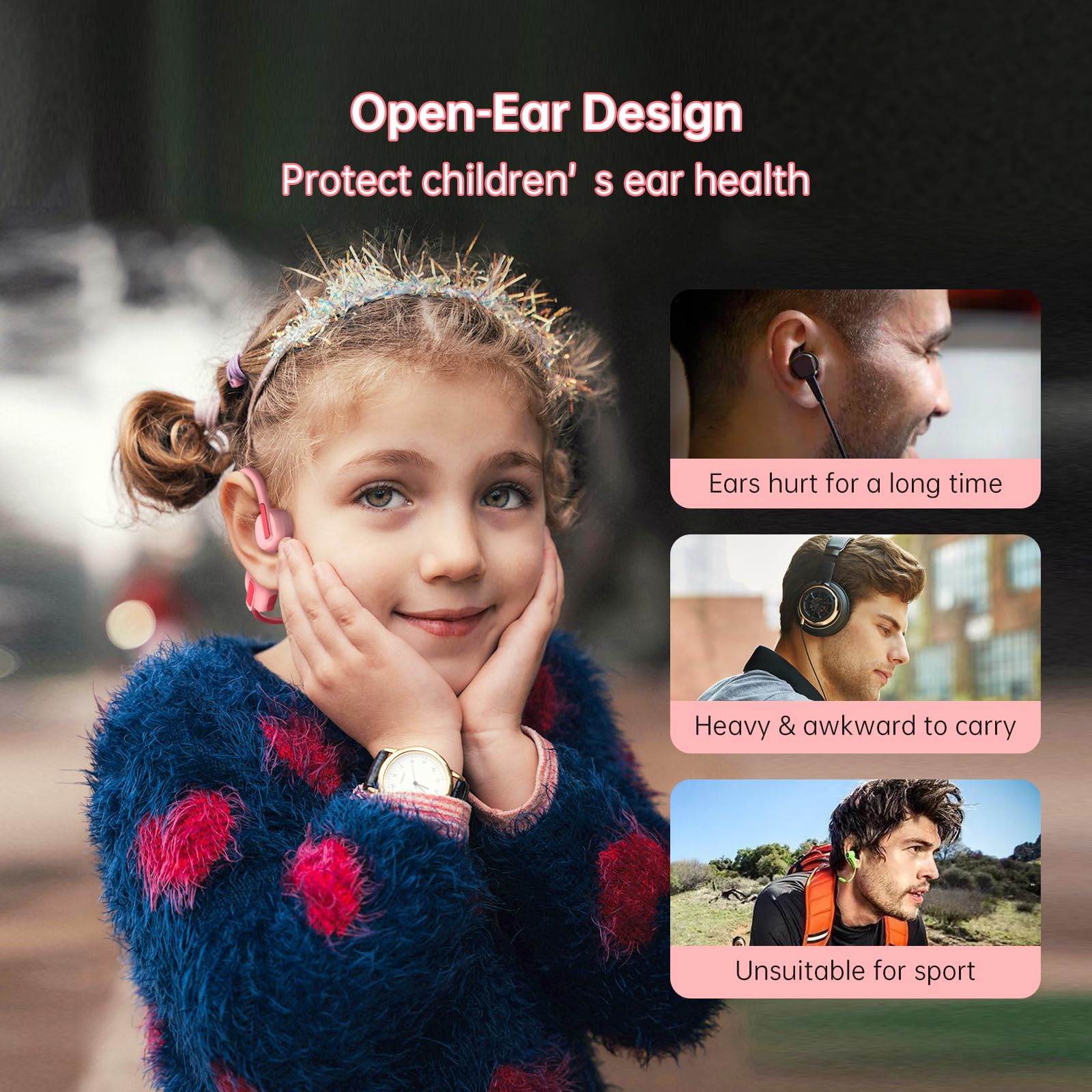 Foto 3 pulgar | Auriculares Abiertos Ifecco Para Niños Y Niñas Con Bluetooth 5.3, Color Rosa - Venta Internacional.