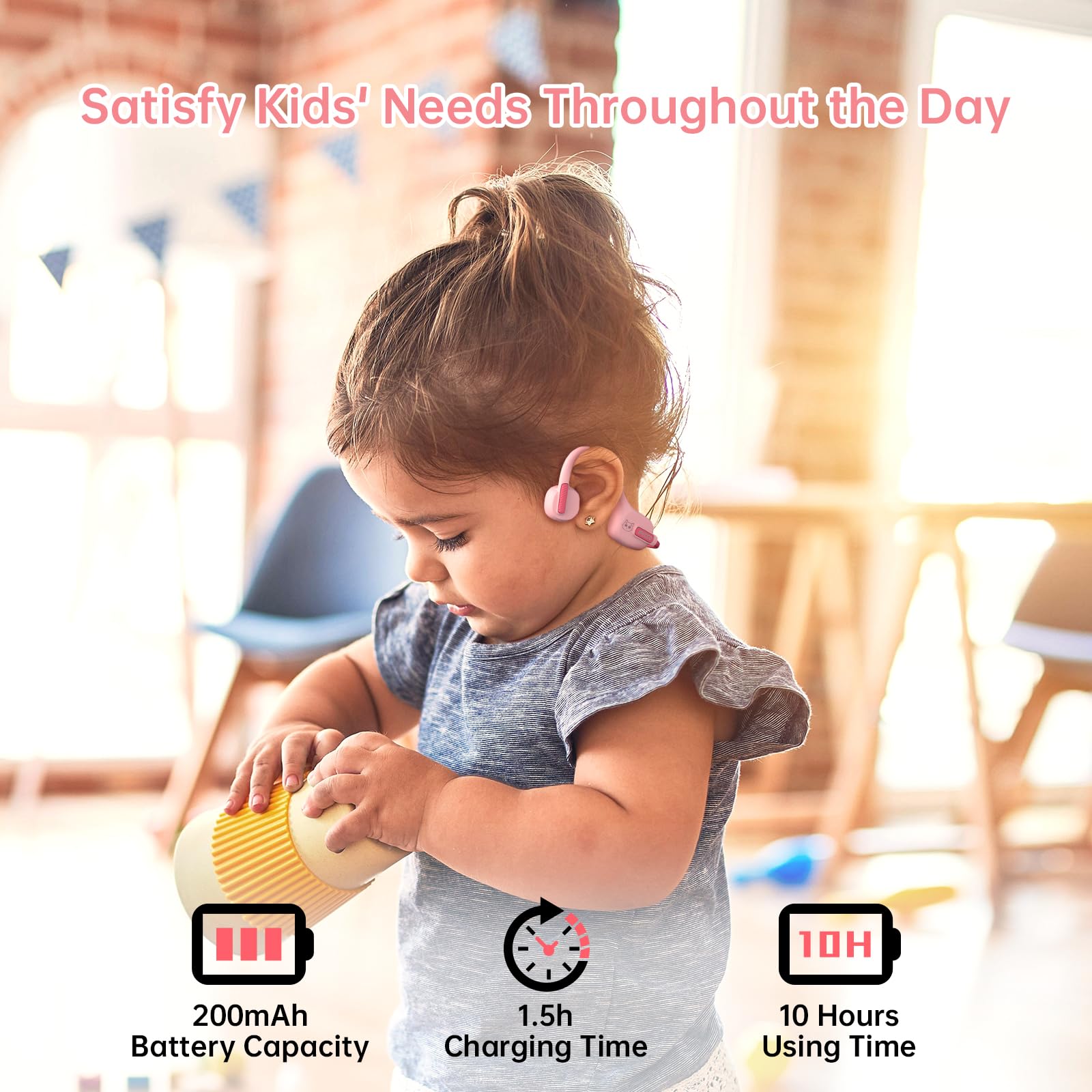 Foto 5 pulgar | Auriculares Abiertos Ifecco Para Niños Y Niñas Con Bluetooth 5.3, Color Rosa - Venta Internacional.