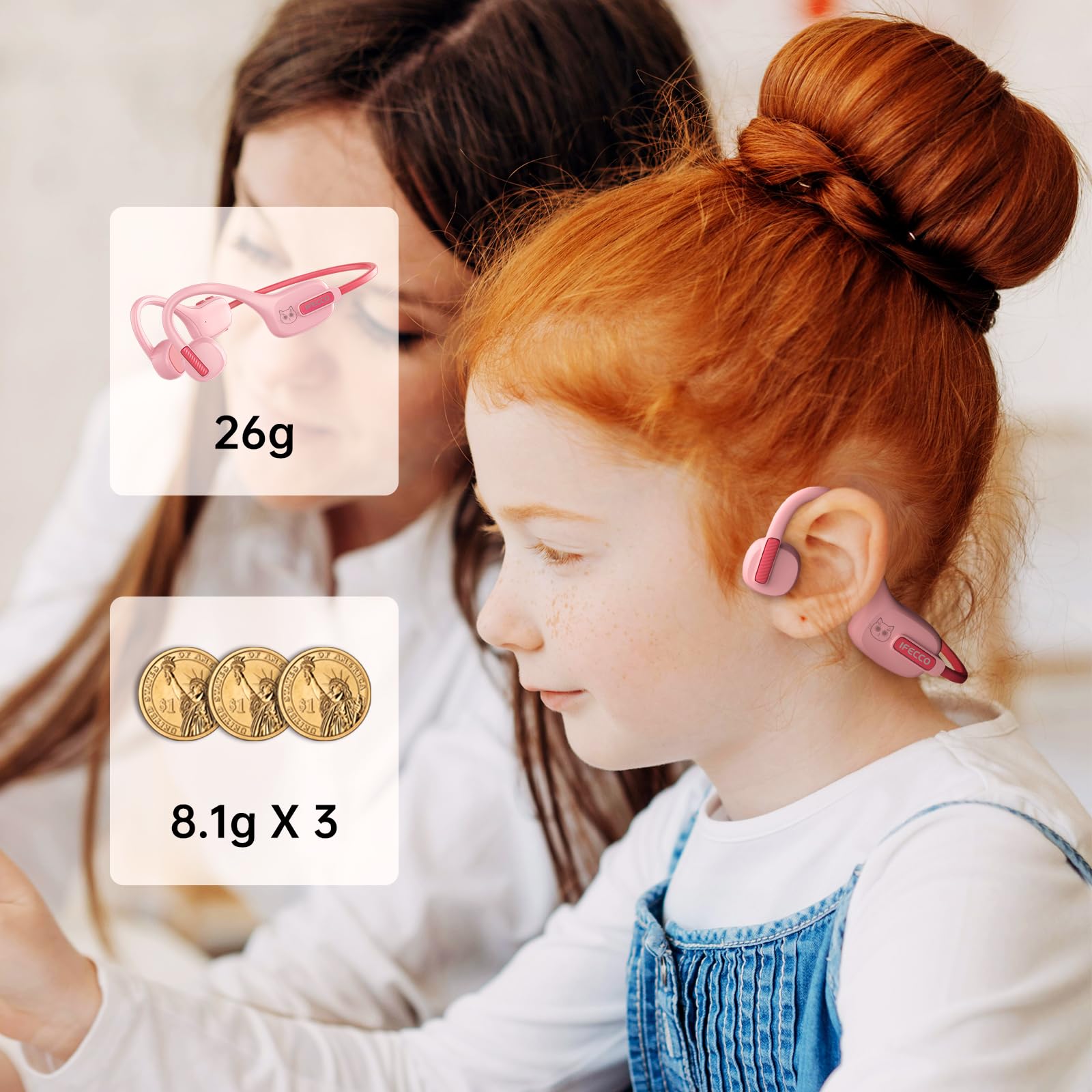 Foto 8 pulgar | Auriculares Abiertos Ifecco Para Niños Y Niñas Con Bluetooth 5.3, Color Rosa - Venta Internacional.