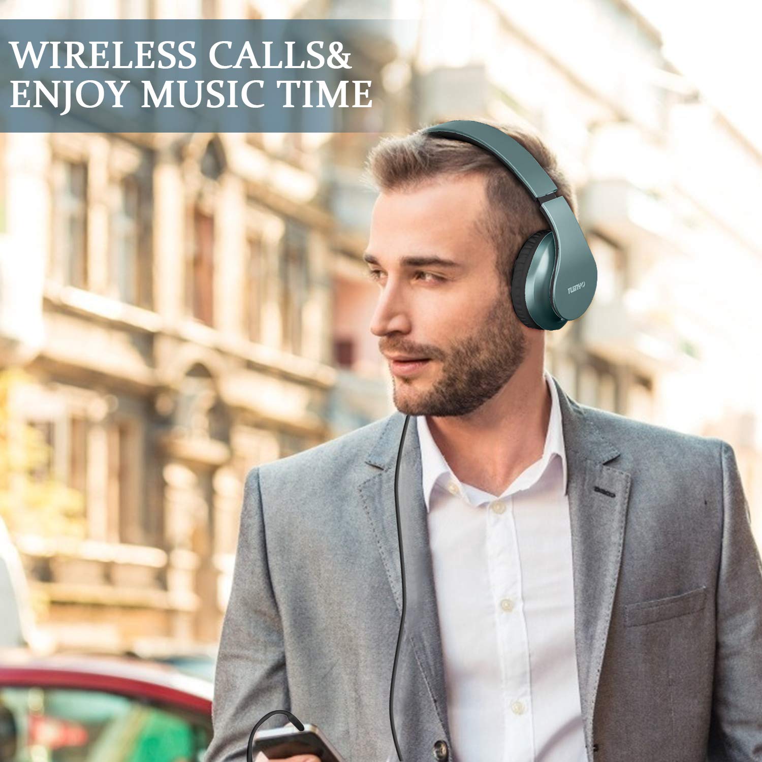 Foto 3 pulgar | Auriculares Inalámbricos Tuinyo Bluetooth Para Colocar Sobre Las Orejas Con Micrófono, Color Morado - Venta Internac