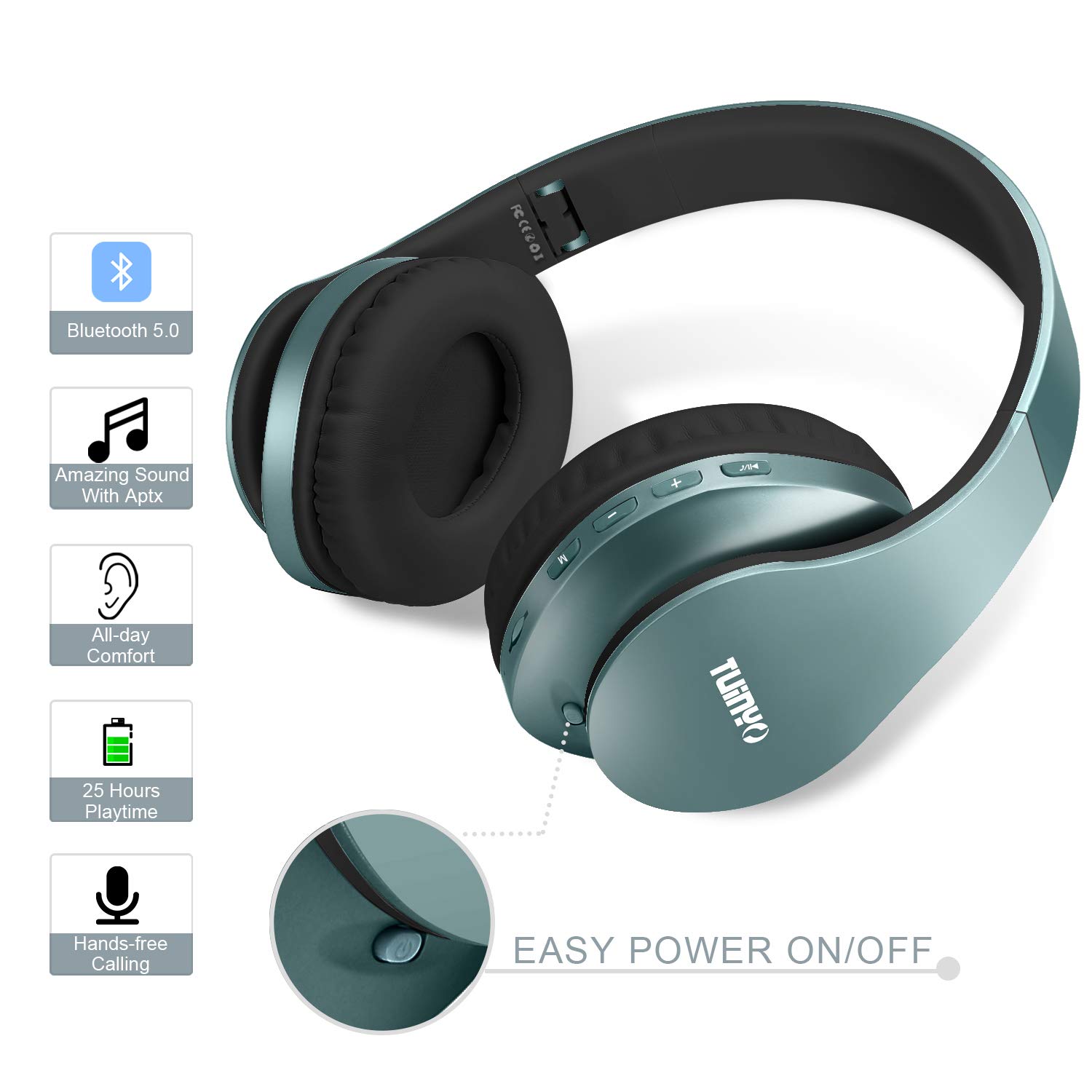 Foto 6 pulgar | Auriculares Inalámbricos Tuinyo Bluetooth Para Colocar Sobre Las Orejas Con Micrófono, Color Morado - Venta Internac