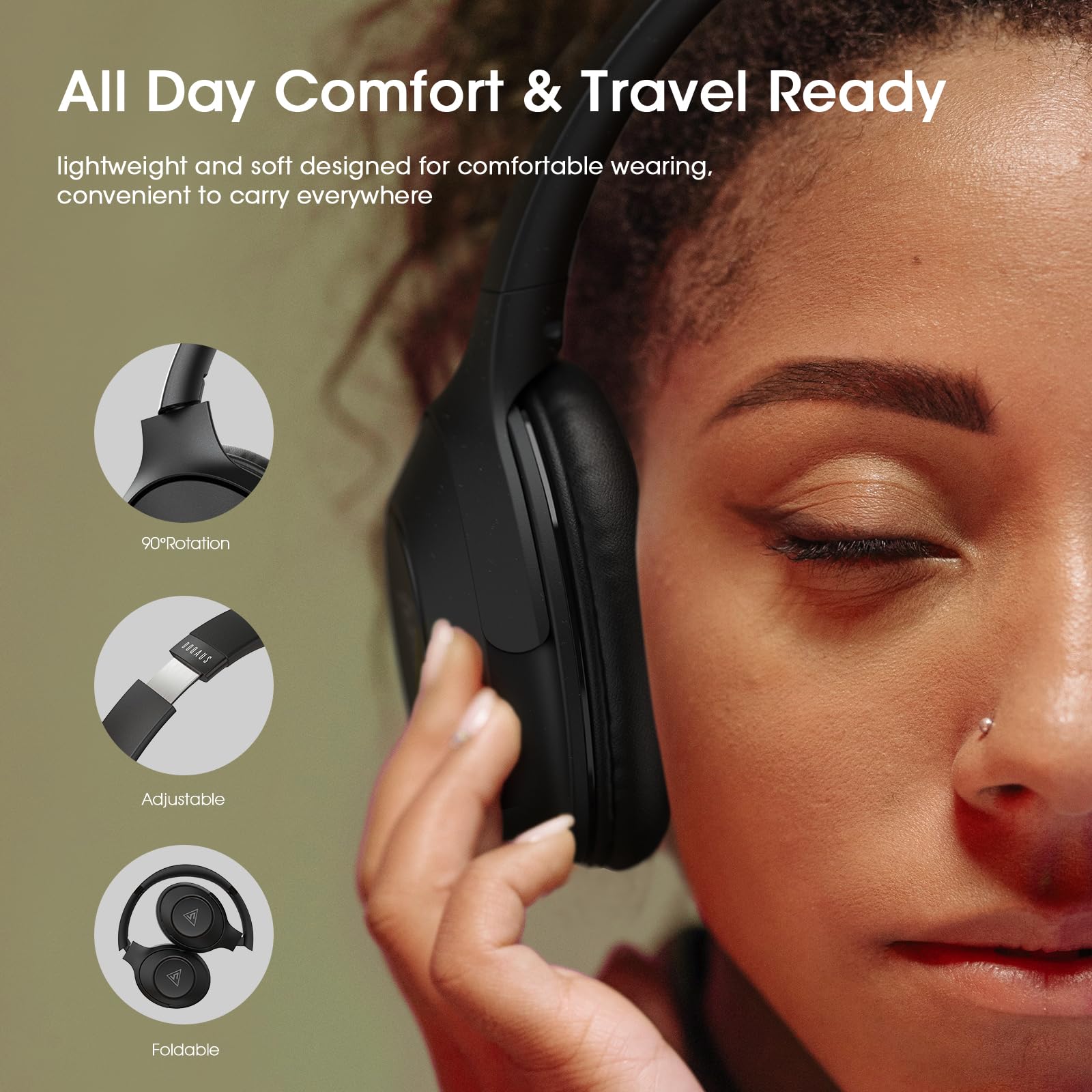Foto 7 pulgar | Auriculares Bluetooth Doqaus Over Ear 70h Playtime Con Micrófono - Venta Internacional.
