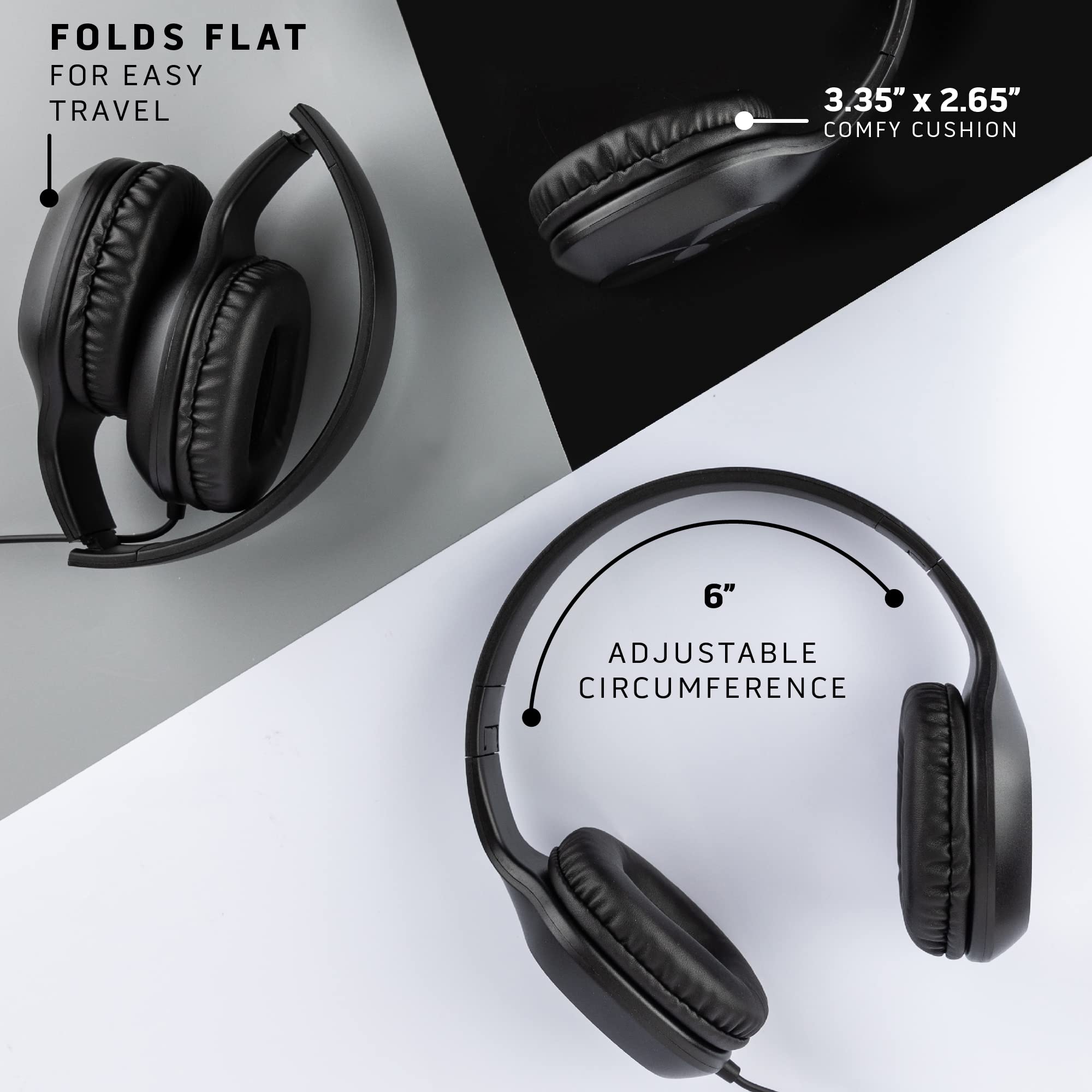 Foto 2 | Auriculares Sonitum Kids, Paquete De 5 Unidades, Supraaurales, 3,5 Mm, Con Cable, Negros - Venta Internacional.