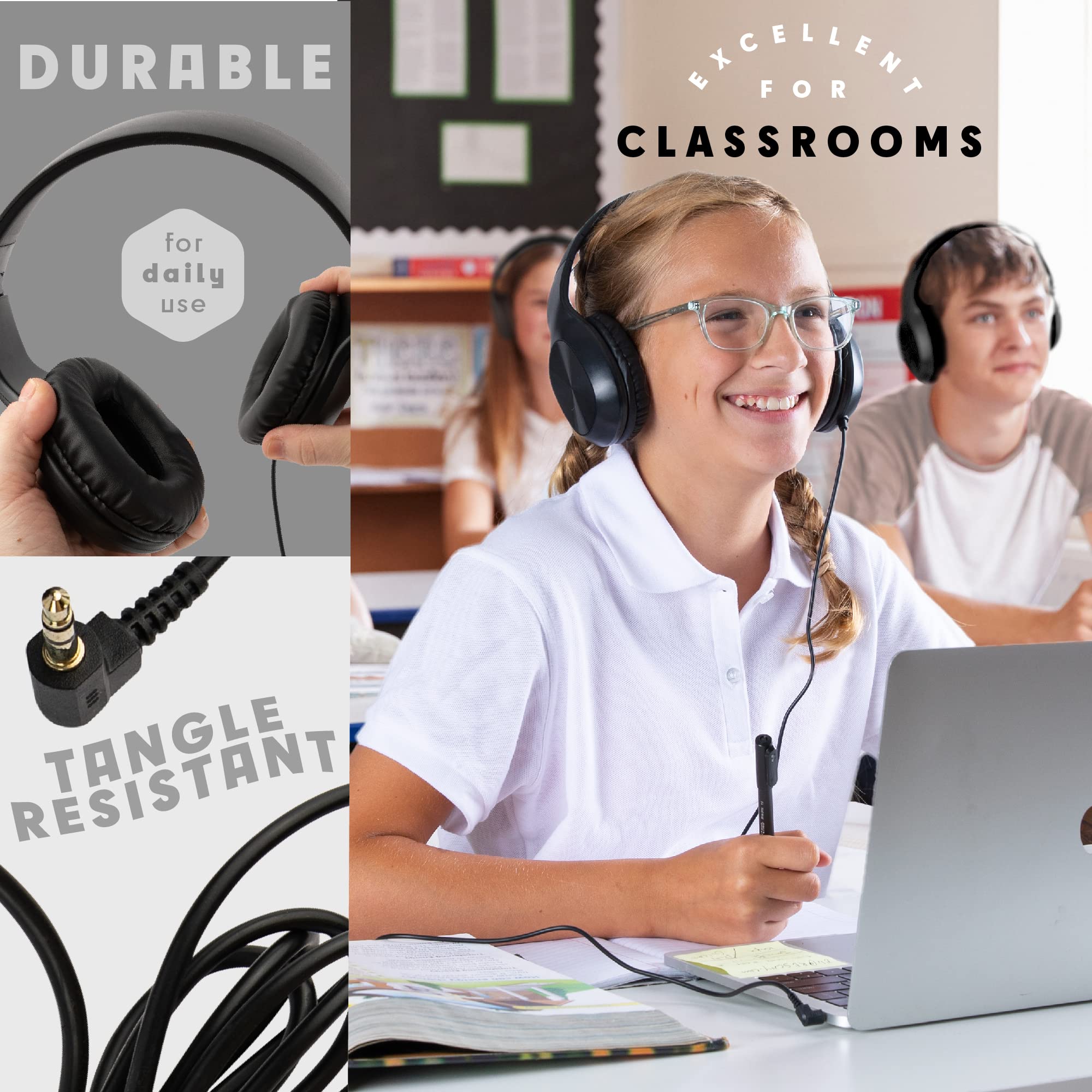 Foto 4 pulgar | Auriculares Sonitum Kids, Paquete De 5 Unidades, Supraaurales, 3,5 Mm, Con Cable, Negros - Venta Internacional.
