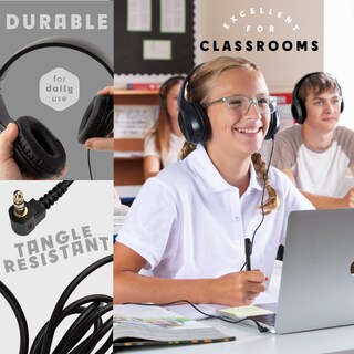 Foto 3 | Auriculares Sonitum Kids, Paquete De 5 Unidades, Supraaurales, 3,5 Mm, Con Cable, Negros - Venta Internacional.
