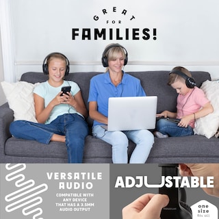 Foto 4 | Auriculares Sonitum Kids, Paquete De 5 Unidades, Supraaurales, 3,5 Mm, Con Cable, Negros - Venta Internacional.