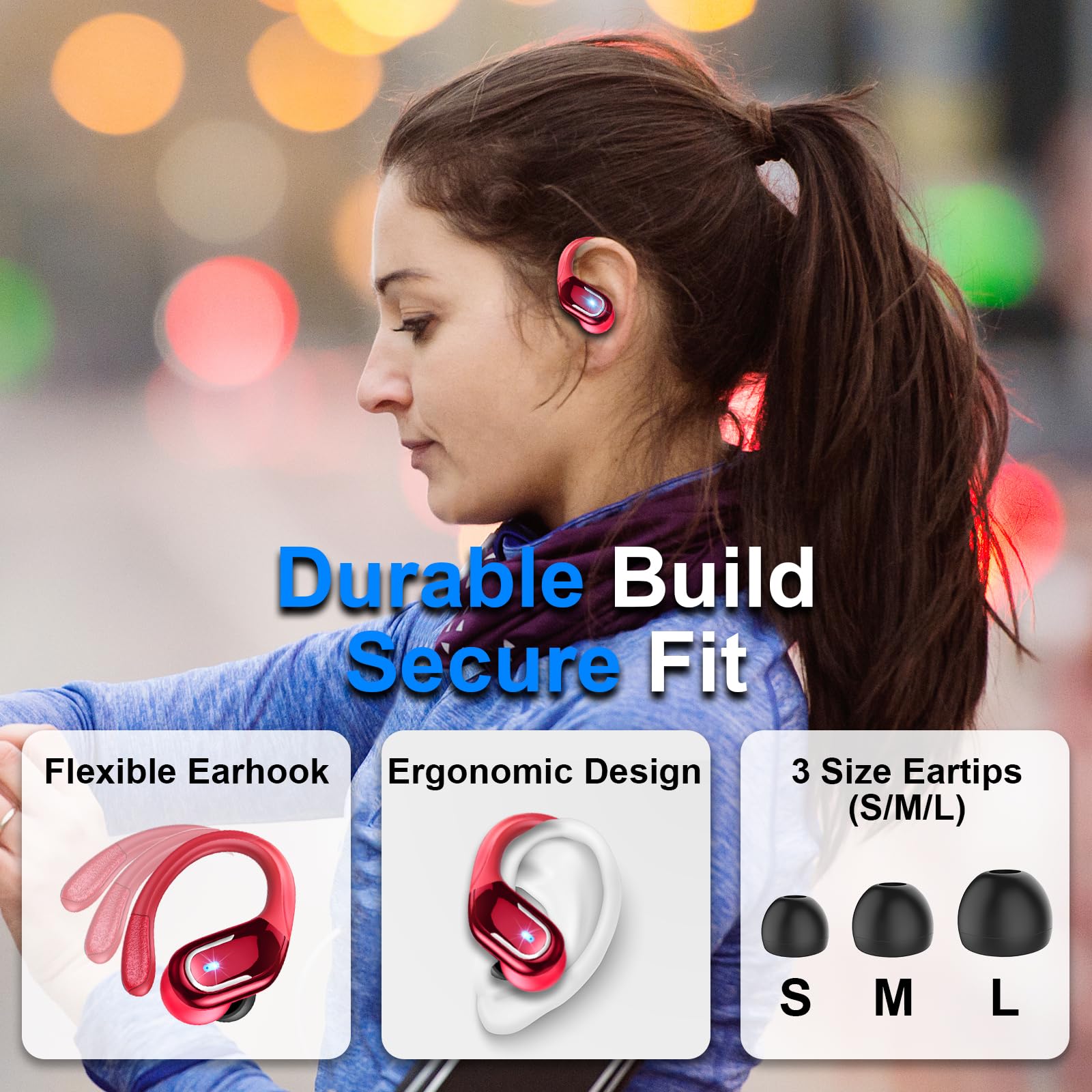 Foto 5 pulgar | Auriculares Inalámbricos Latinist Bluetooth 5.4 Con Batería De 75 Horas, Color Rojo - Venta Internacional.