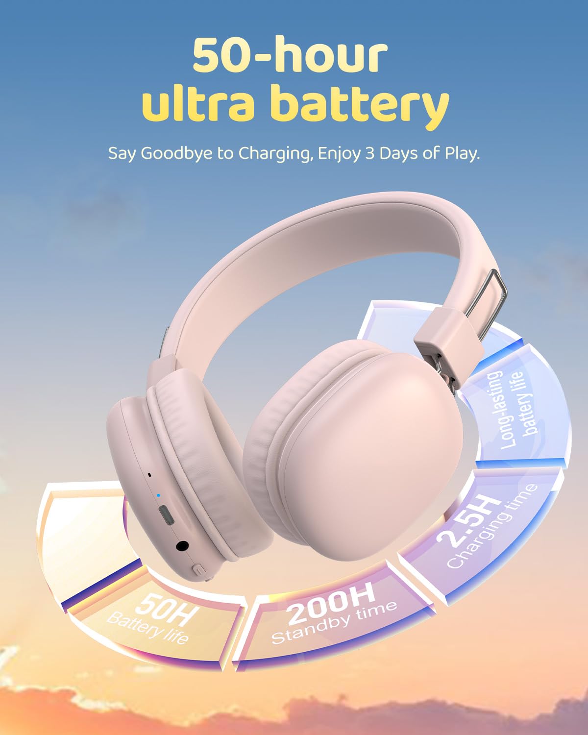 Foto 4 pulgar | Auriculares Bluetooth Awatrue Kids Wireless 50 H Playtime Rosa - Venta Internacional.
