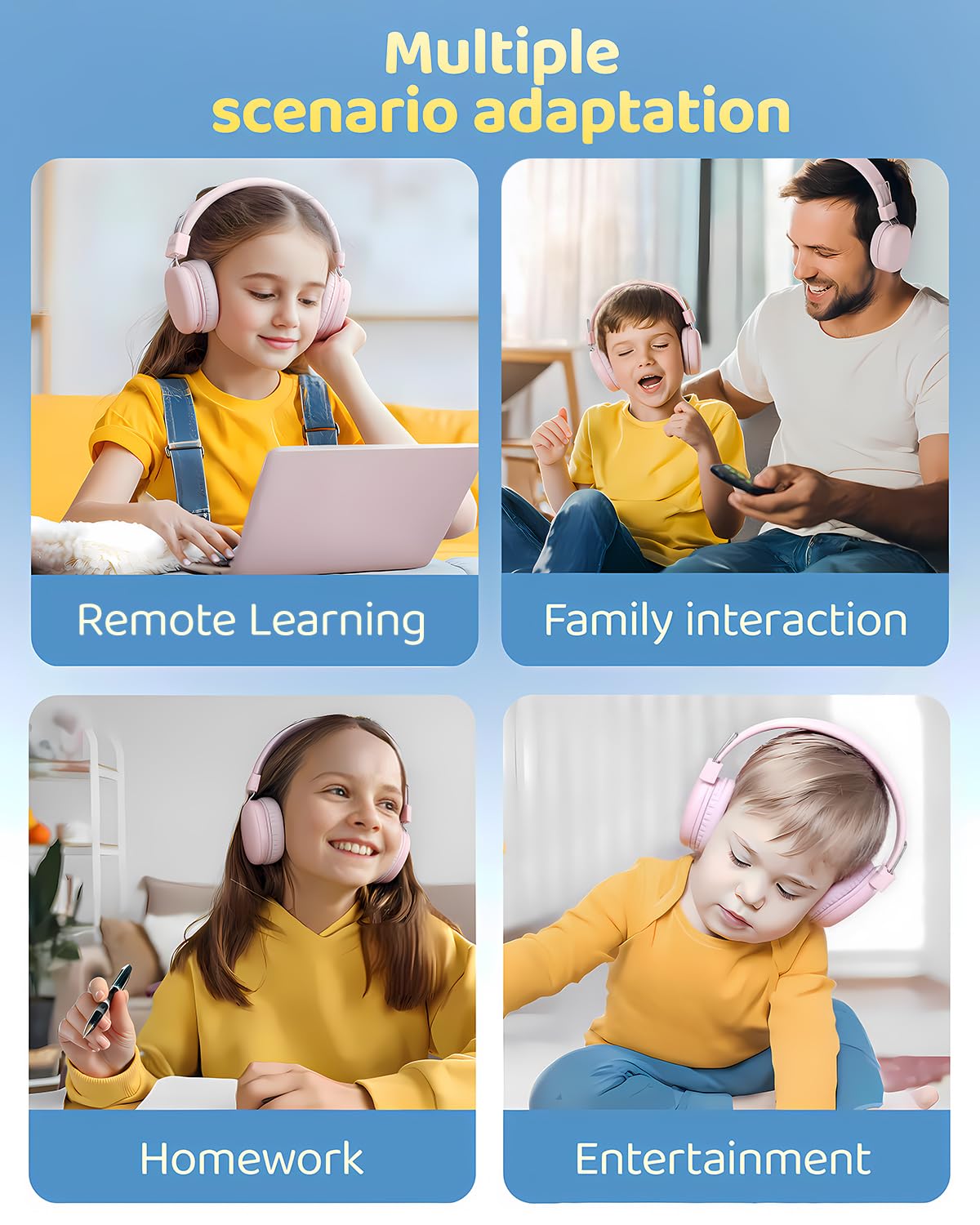 Foto 5 pulgar | Auriculares Bluetooth Awatrue Kids Wireless 50 H Playtime Rosa - Venta Internacional.