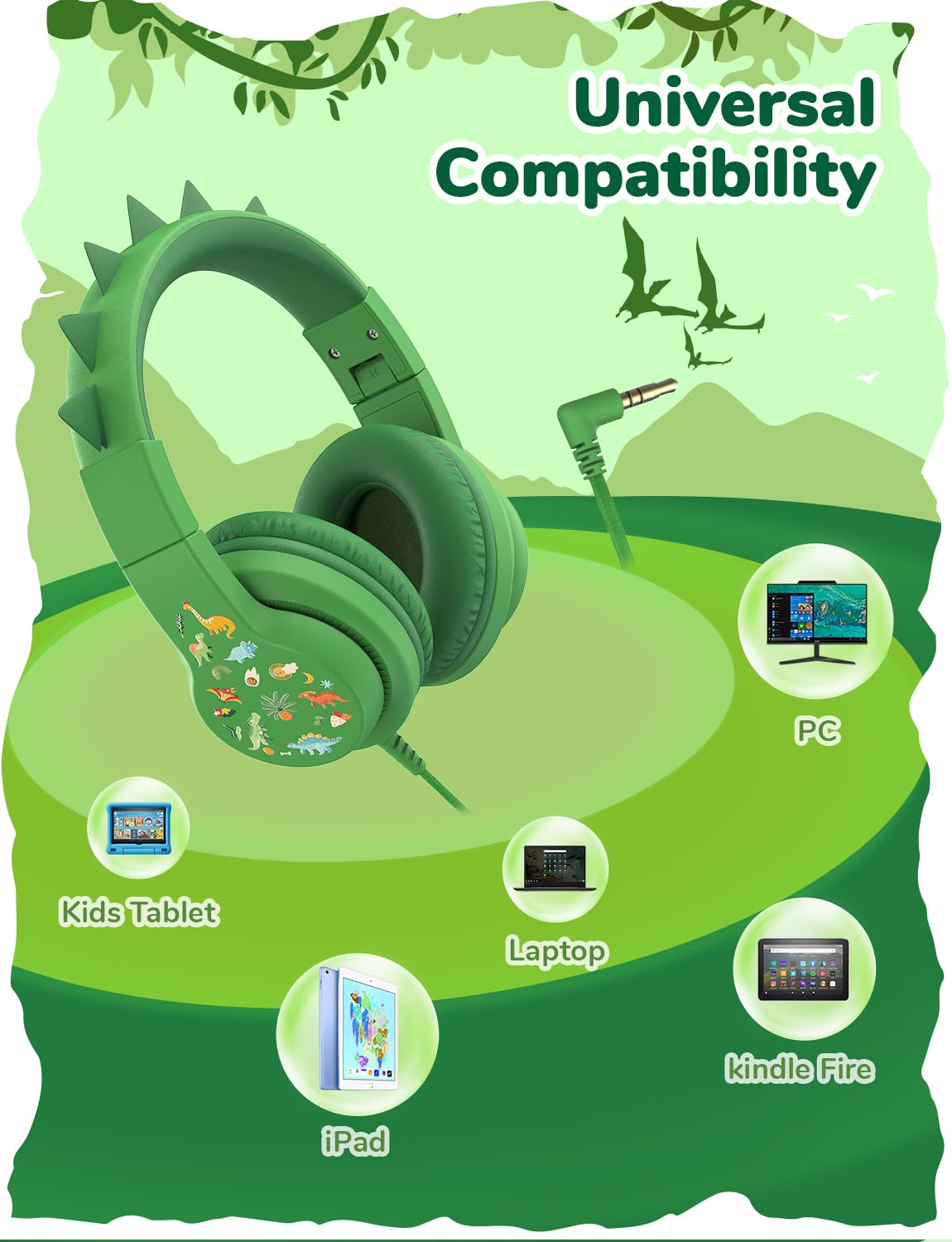 Foto 6 pulgar | Auriculares Iclever Hs19s Con Diseño De Dinosaurio Para Niños, Volumen De 85 Dba - Venta Internacional.