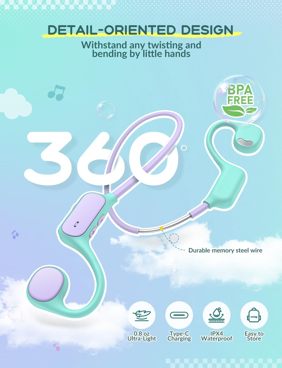 Foto 5 pulgar | Auriculares Iclever Kids Bluetooth 5.4 Con Conducción De Aire, Oído Abierto - Venta Internacional.