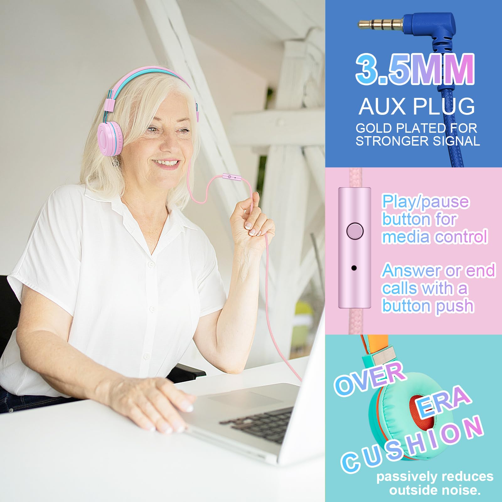 Foto 4 pulgar | Auriculares Cn-outlet Classroom, Plegables Y Ajustables, Para Niños, X5 - Venta Internacional.