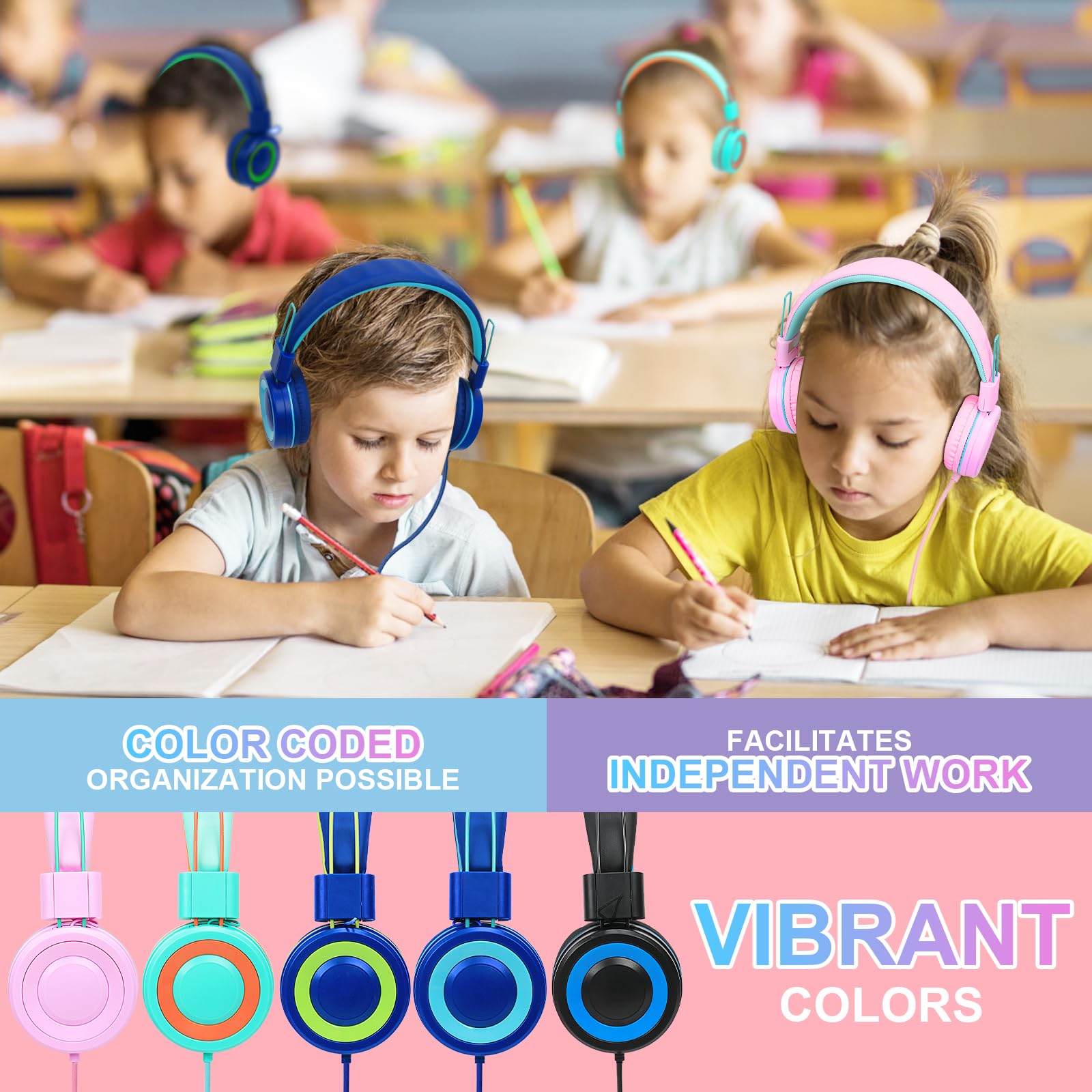 Foto 6 pulgar | Auriculares Cn-outlet Classroom, Plegables Y Ajustables, Para Niños, X5 - Venta Internacional.