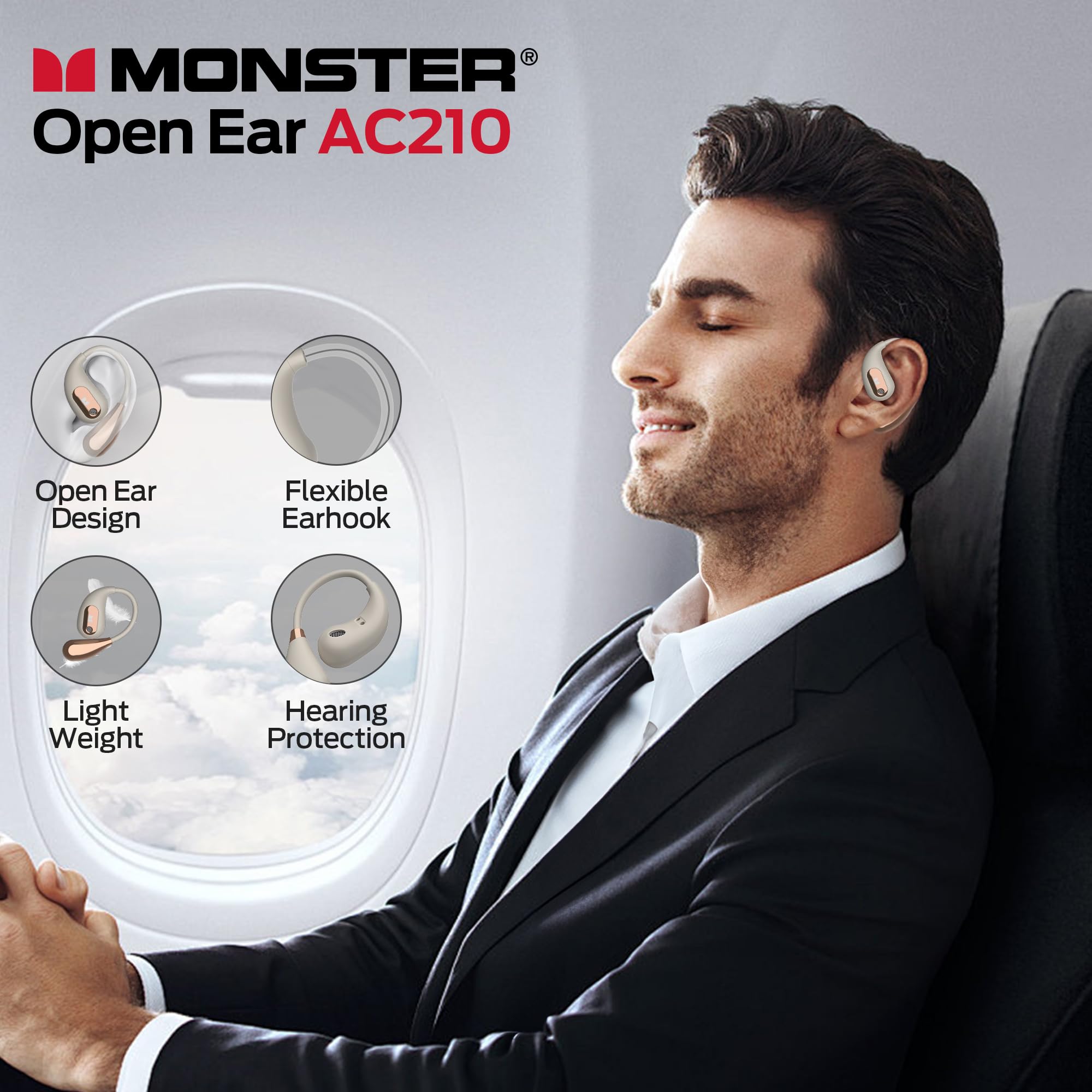 Foto 3 pulgar | Auriculares Open Ear Monster Ac210 Bluetooth 5.4 Blancos - Venta Internacional.